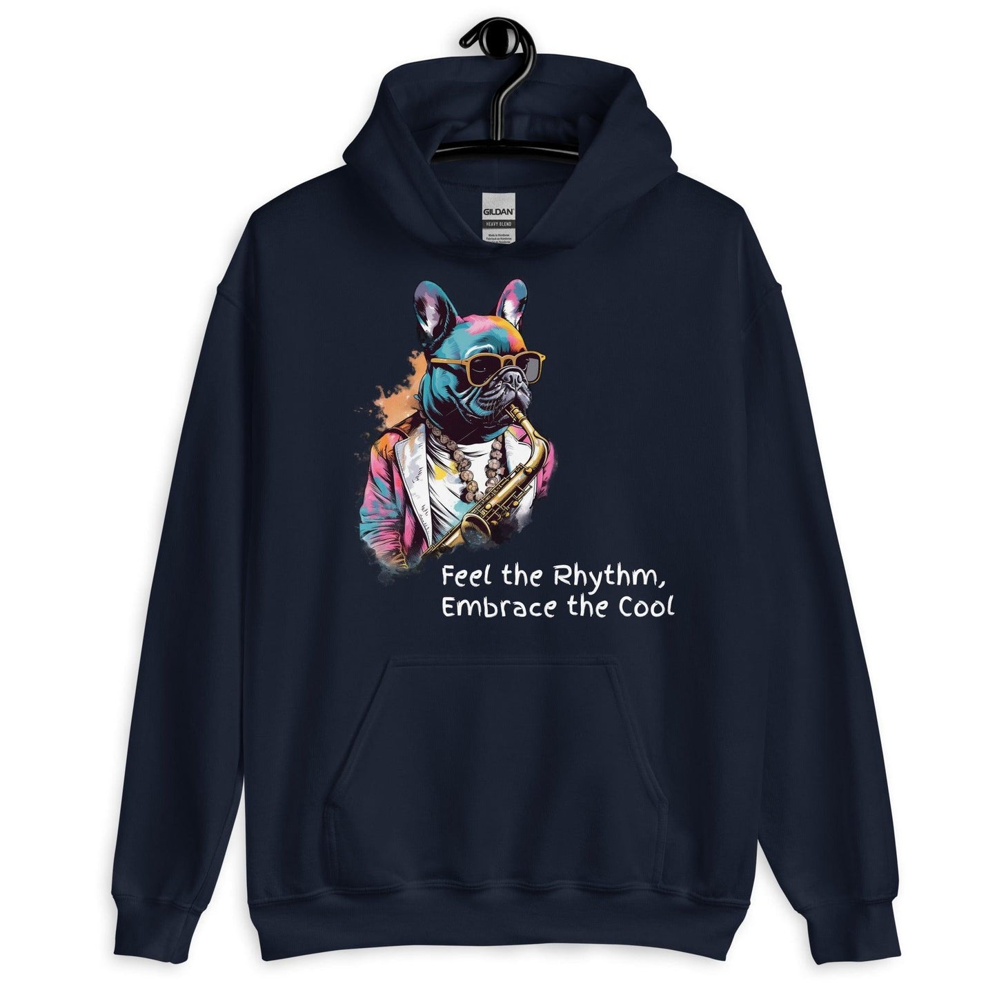 Jazzy Frenchie Saxophonist Unisex Hoodie - Frenchie Emporium