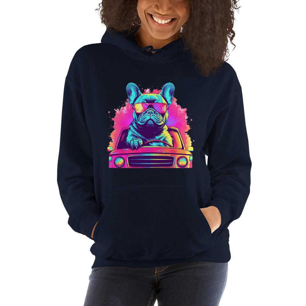 "Cruisin' Canines: French Bulldog on Wheels" - Unisex Hoodie - Frenchie Emporium
