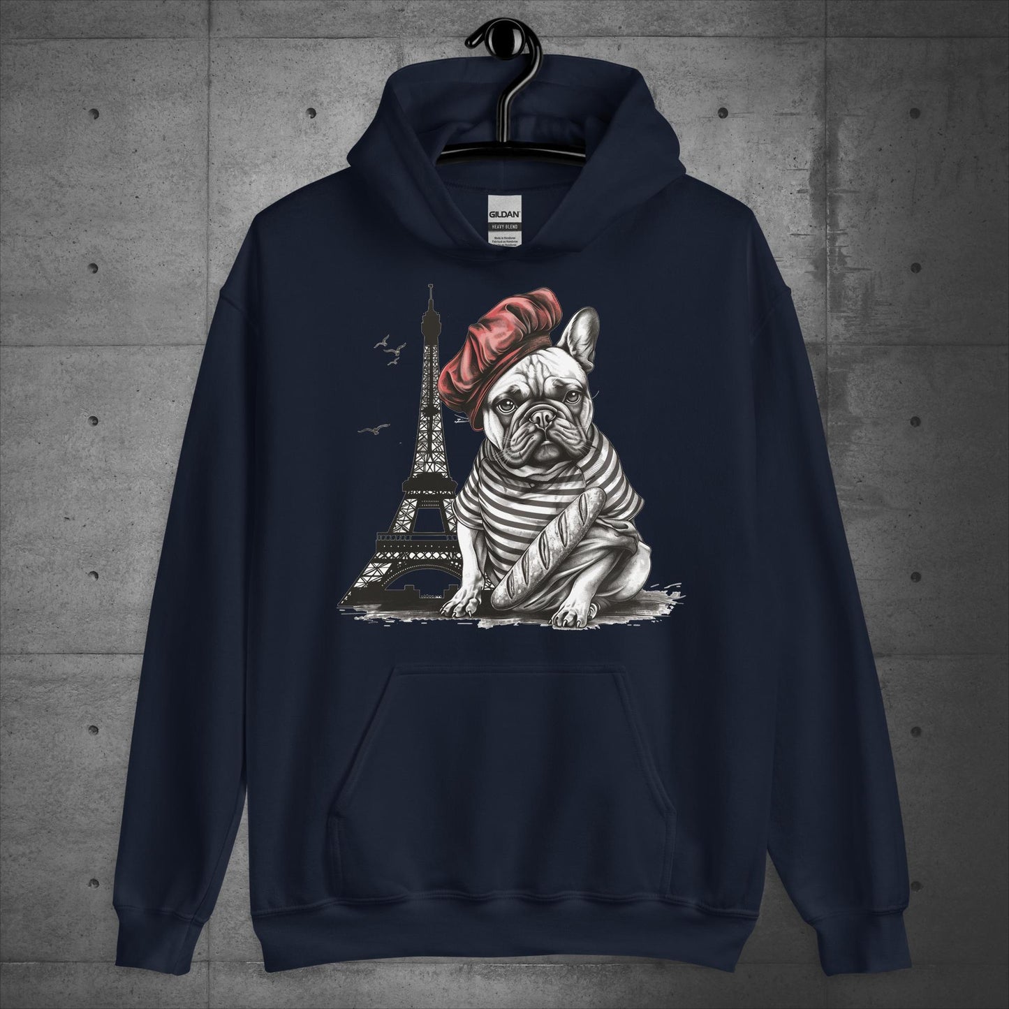 Unisex Frenchie at the Eiffel Tower Hoodie - Frenchie Emporium