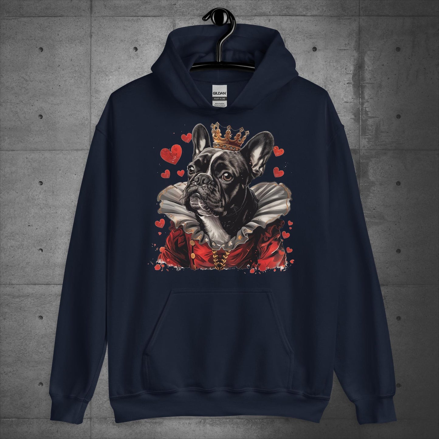 Queen of Hearts Frenchie Alice in Wonderland- Unisex Hoodie - Frenchie Emporium