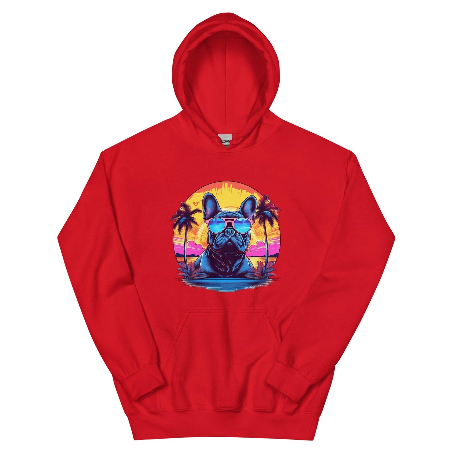 French Bulldog "Neon Sunset Serenity" - Unisex Hoodie - Frenchie Emporium