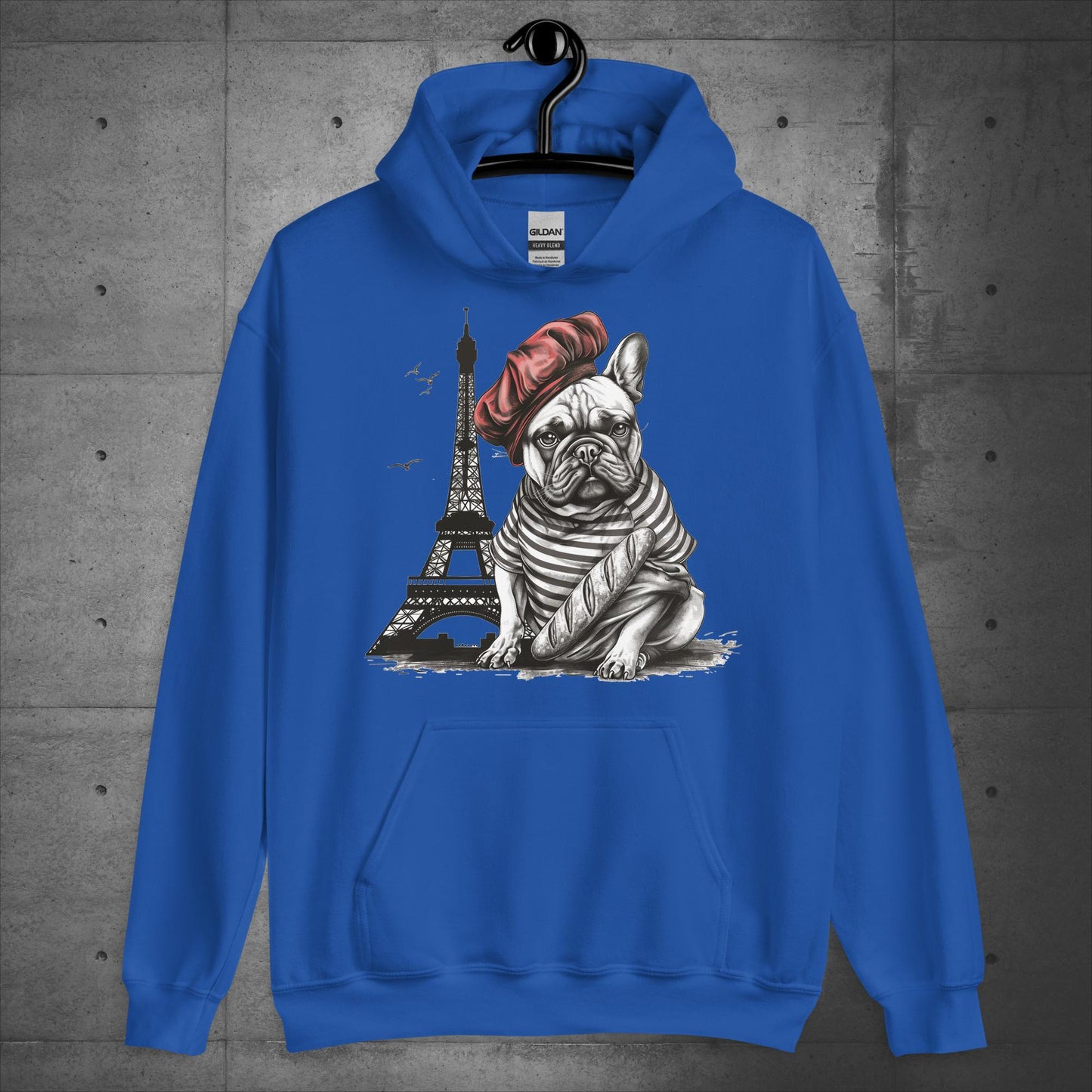 Unisex Frenchie at the Eiffel Tower Hoodie - Frenchie Emporium
