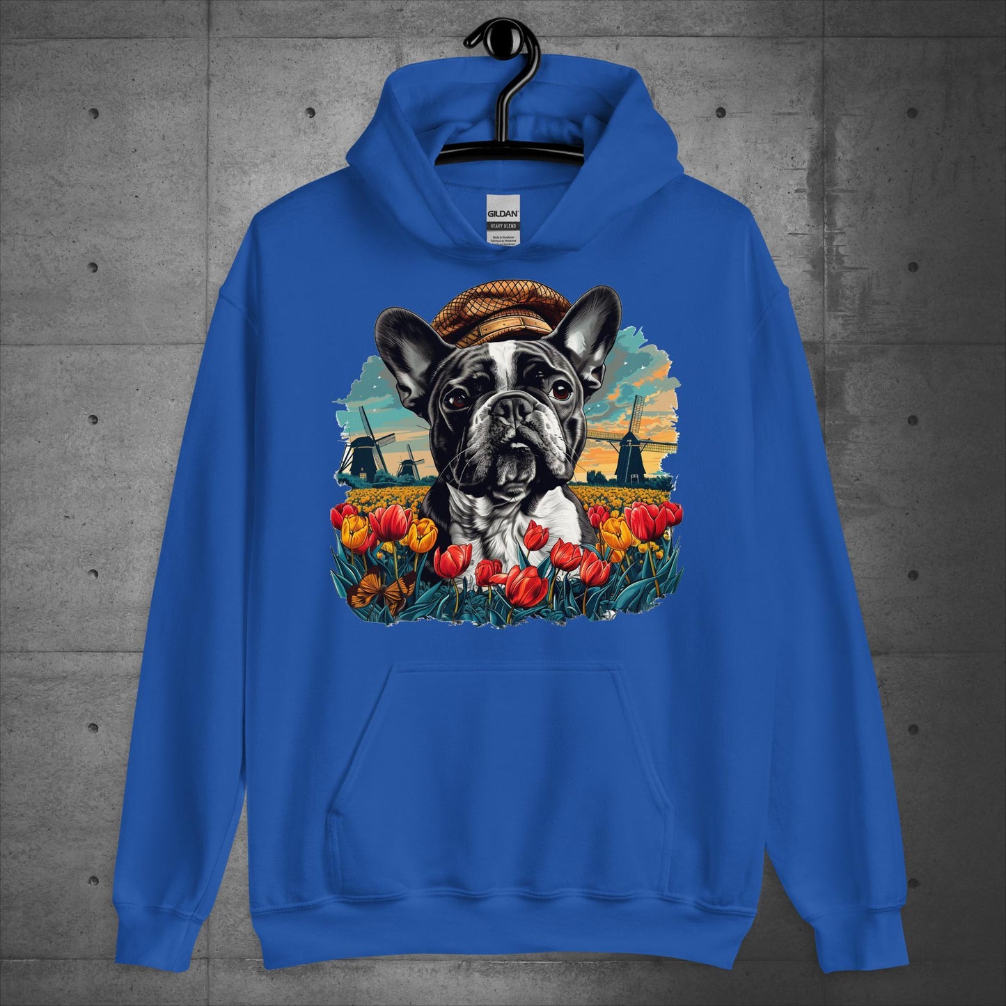 Frenchie idyllic Tulip Field - Unisex Hoodie - Frenchie Emporium