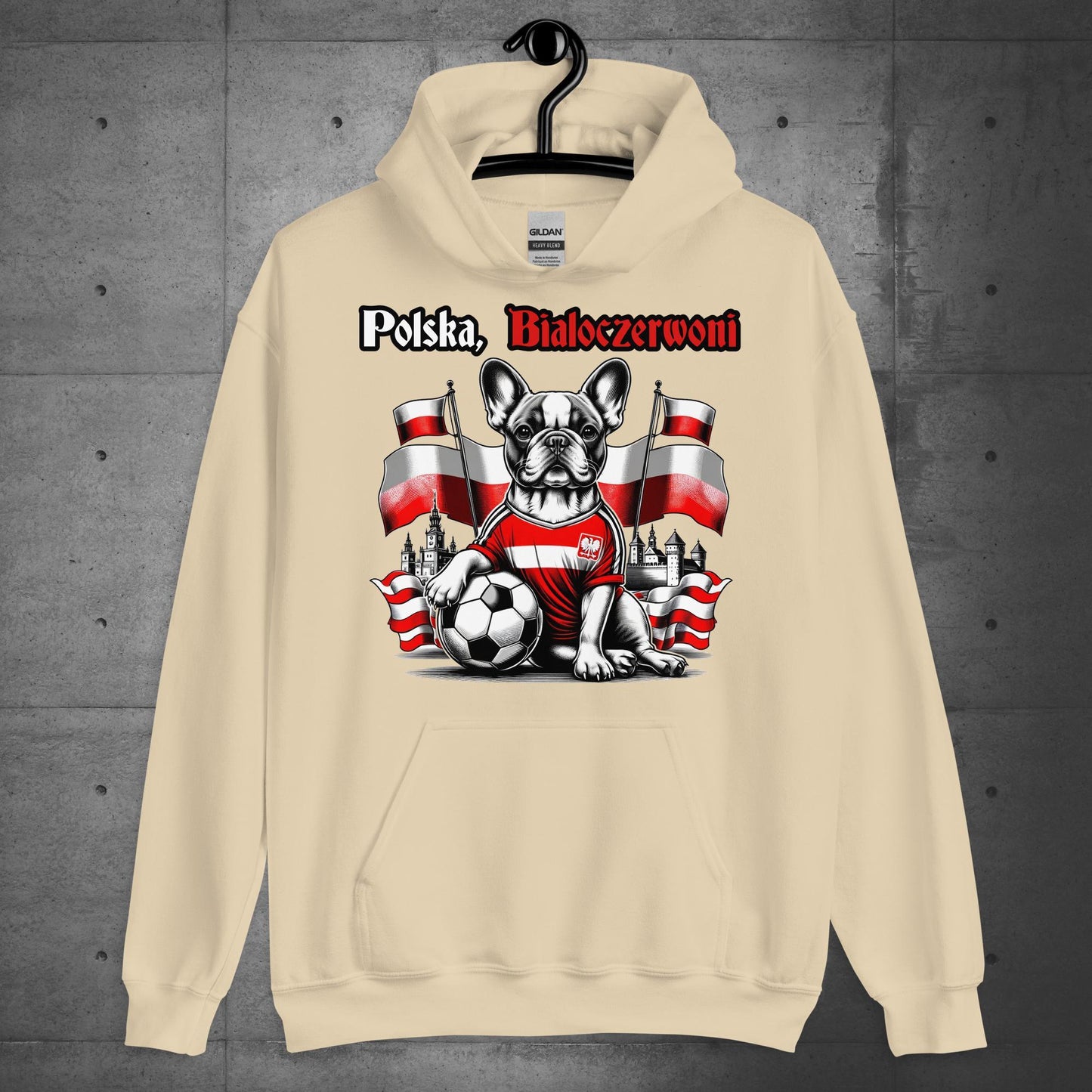 Frenchie Polish Football Unisex Hoodie- Polska Bialoczerwoni - Frenchie Emporium