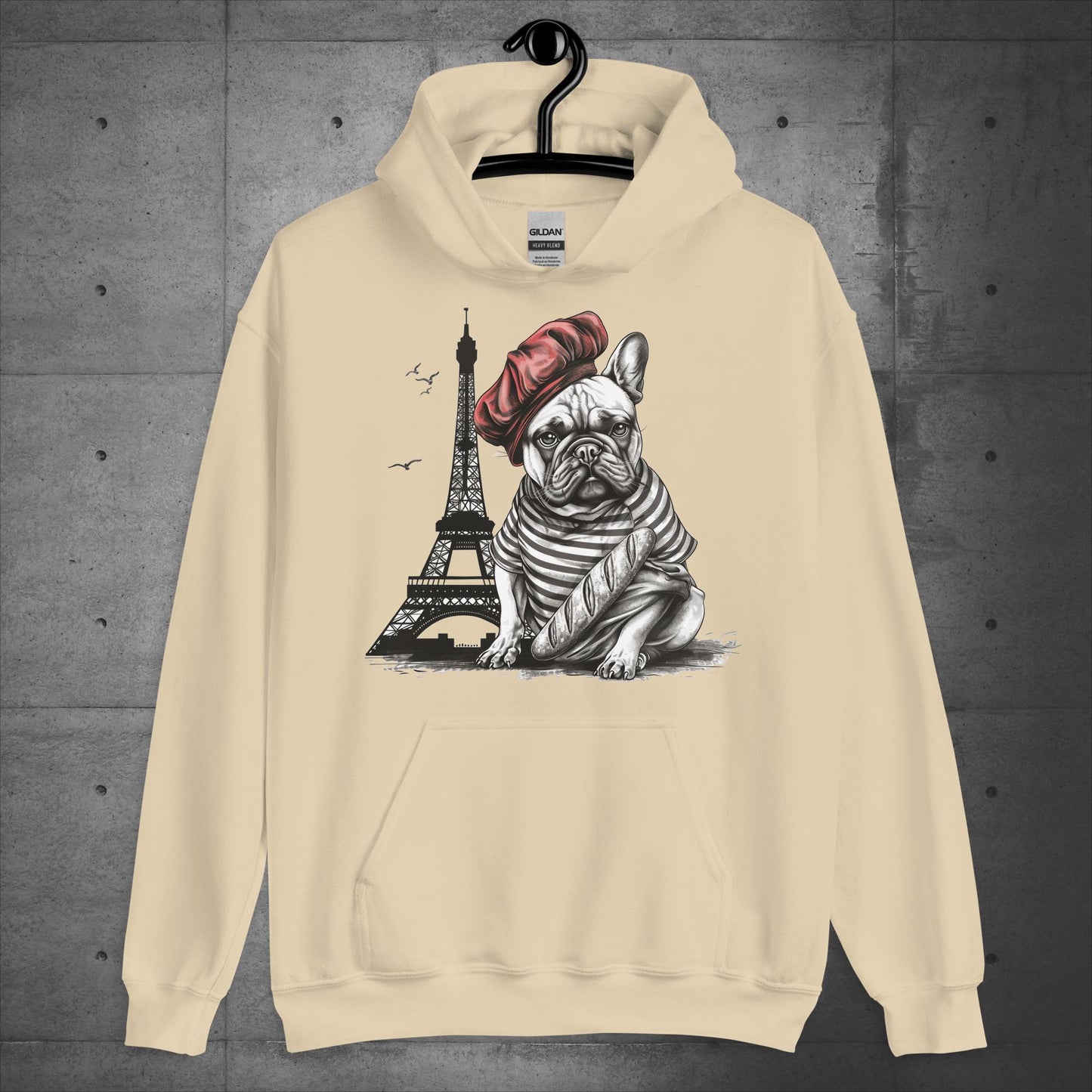 Unisex Frenchie at the Eiffel Tower Hoodie - Frenchie Emporium
