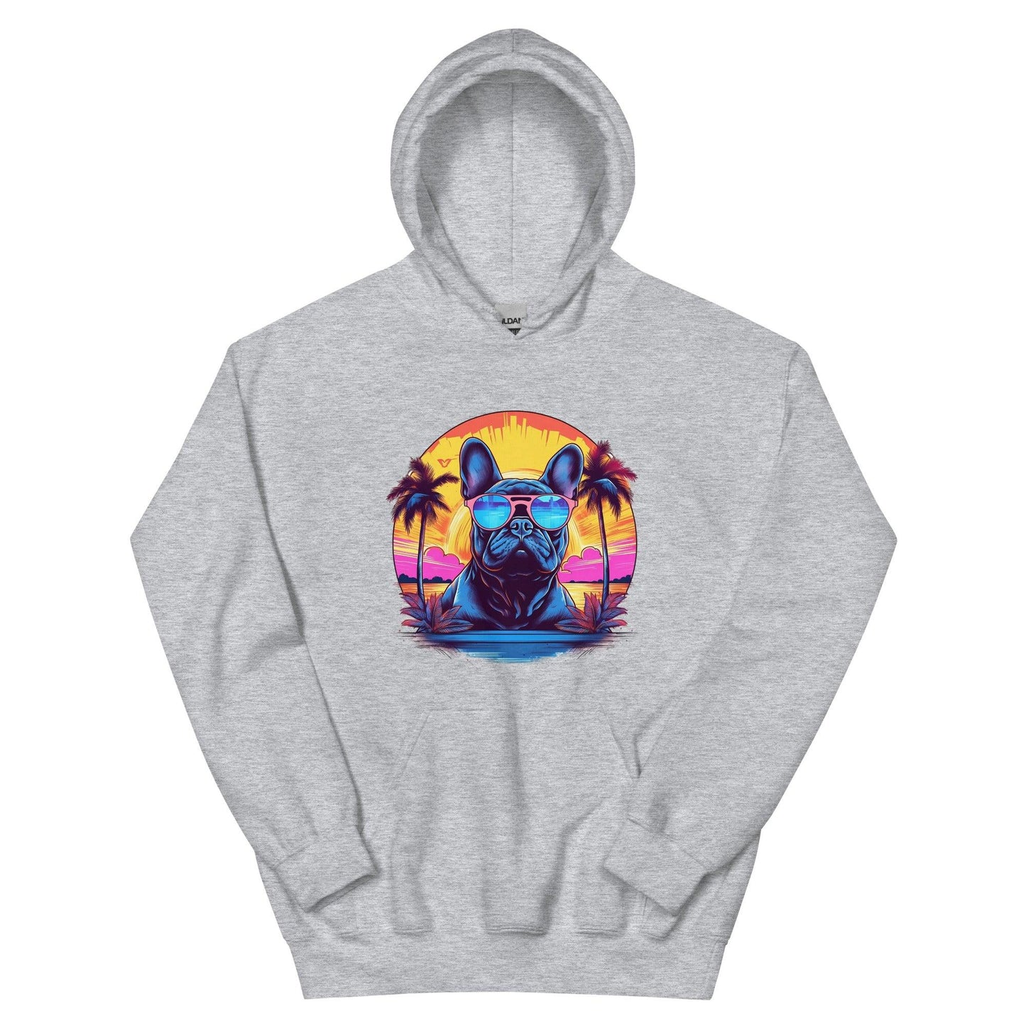 French Bulldog "Neon Sunset Serenity" - Unisex Hoodie - Frenchie Emporium