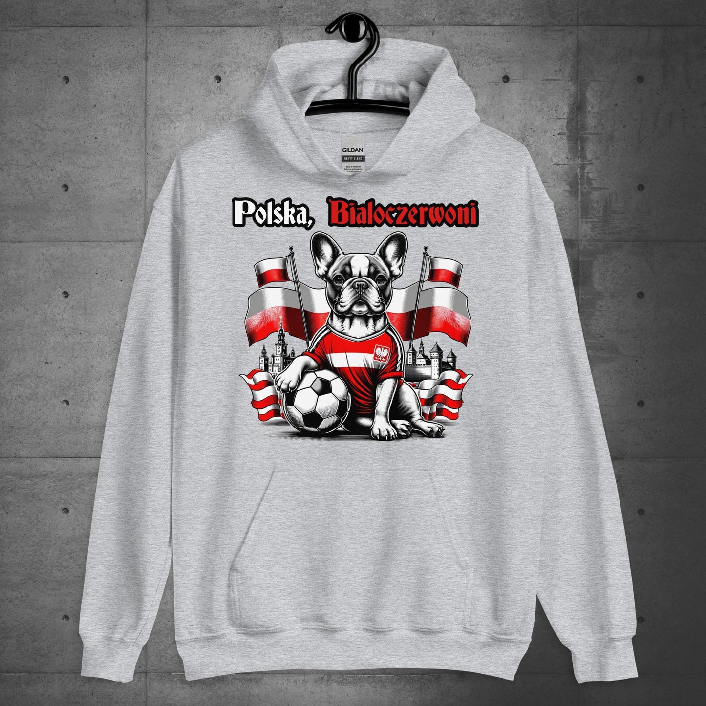 Frenchie Polish Football Unisex Hoodie- Polska Bialoczerwoni - Frenchie Emporium