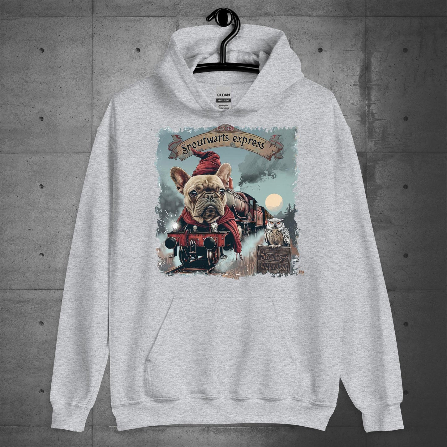 Unisex French Bulldog "Snoutwarts Express" Hoodie - Frenchie Emporium