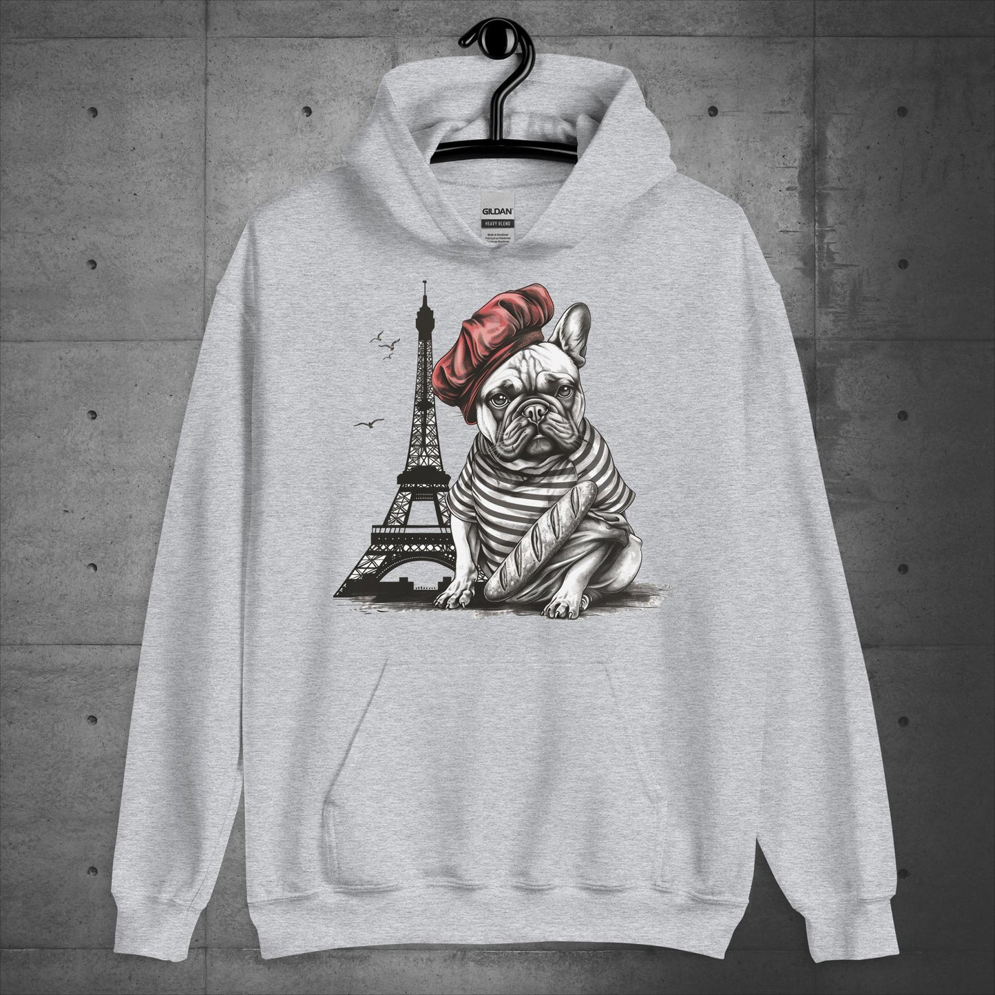 Unisex Frenchie at the Eiffel Tower Hoodie - Frenchie Emporium