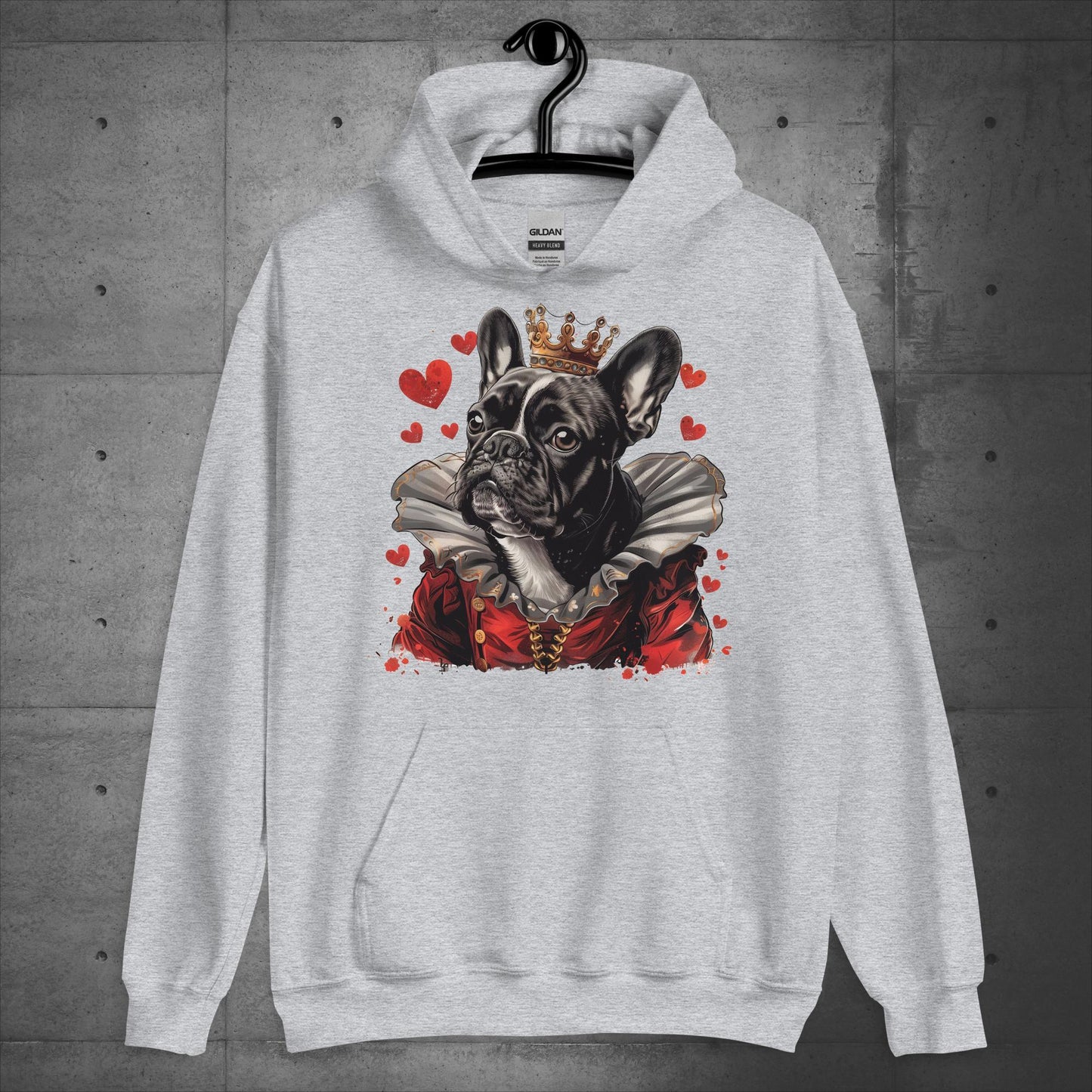 Queen of Hearts Frenchie Alice in Wonderland- Unisex Hoodie - Frenchie Emporium
