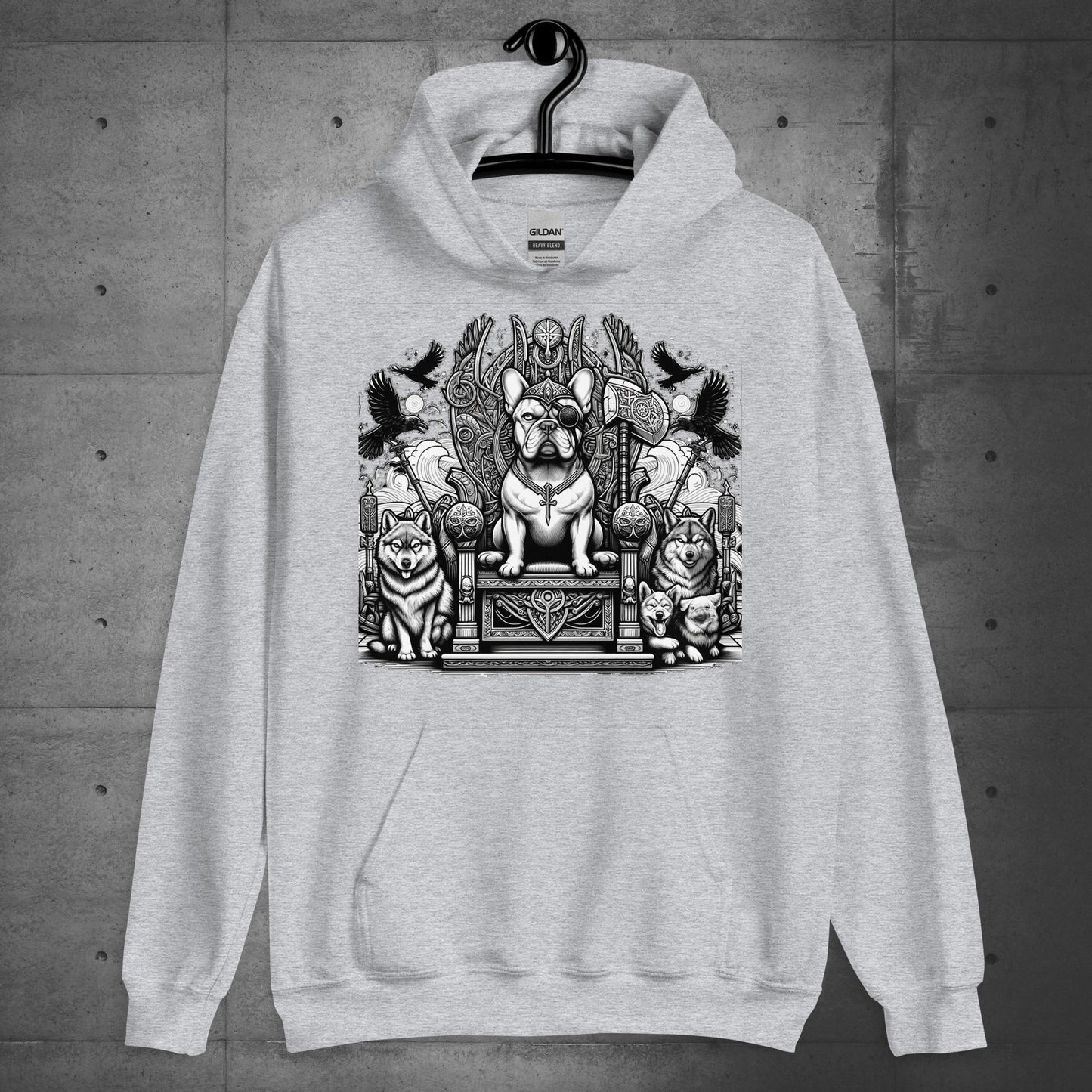 "Throne of Power" Frenchie Unisex Hoodie - Frenchie Emporium