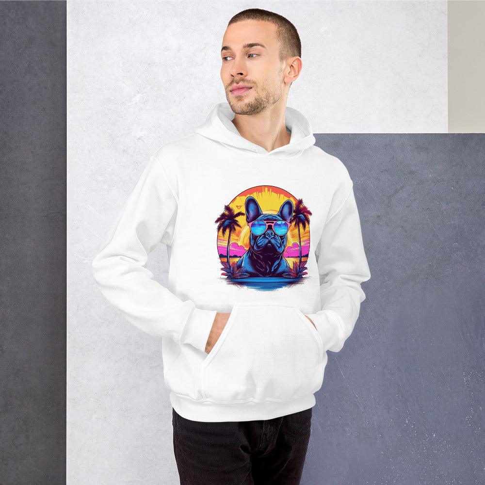 French Bulldog "Neon Sunset Serenity" - Unisex Hoodie - Frenchie Emporium