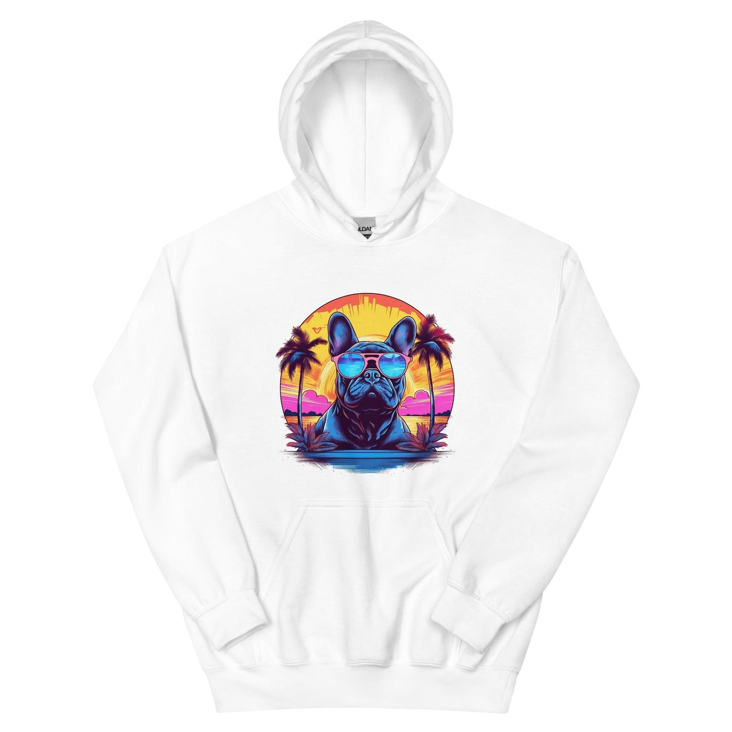 French Bulldog "Neon Sunset Serenity" - Unisex Hoodie - Frenchie Emporium