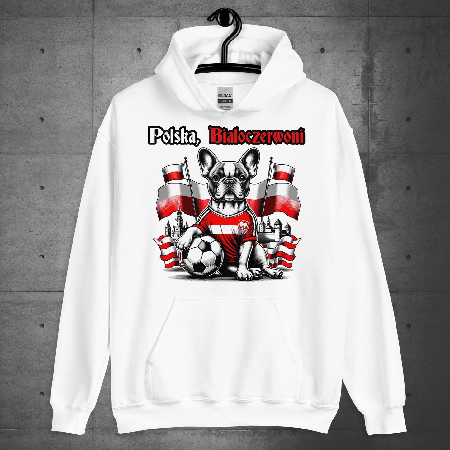 Frenchie Polish Football Unisex Hoodie- Polska Bialoczerwoni - Frenchie Emporium