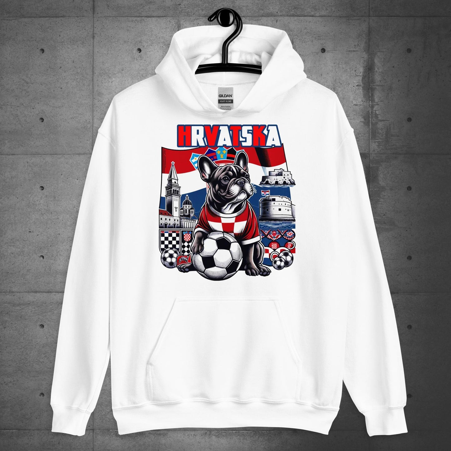 Frenchie Croatia Football Unisex 'Hrvatska" Hoodie - Frenchie Emporium