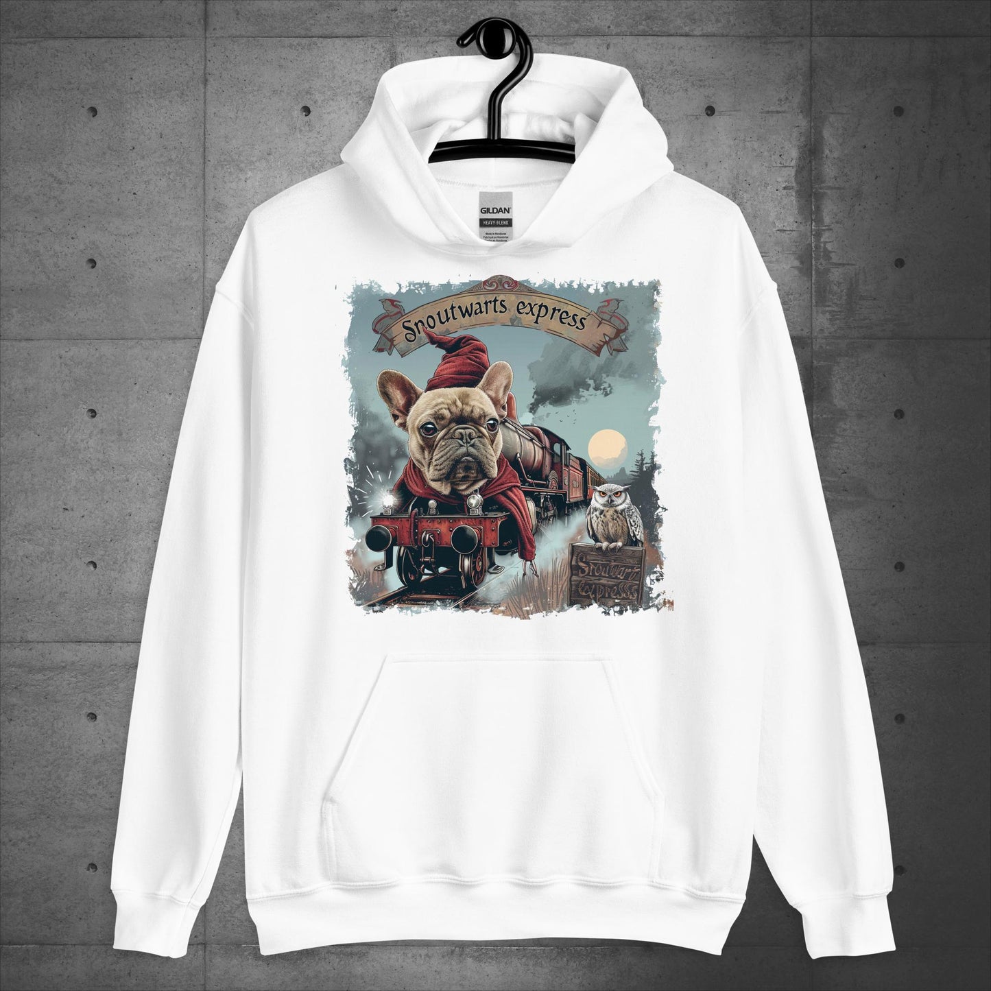 Unisex French Bulldog "Snoutwarts Express" Hoodie - Frenchie Emporium