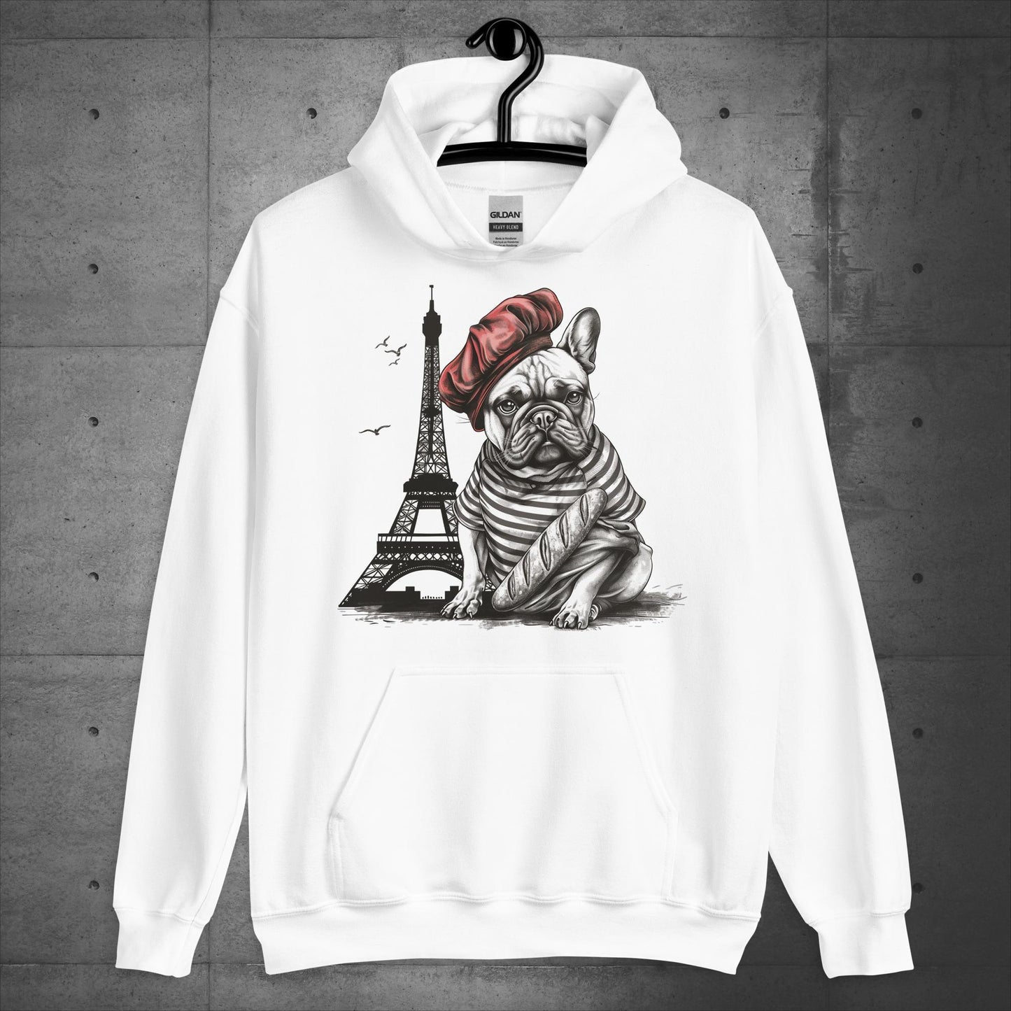 Unisex Frenchie at the Eiffel Tower Hoodie - Frenchie Emporium