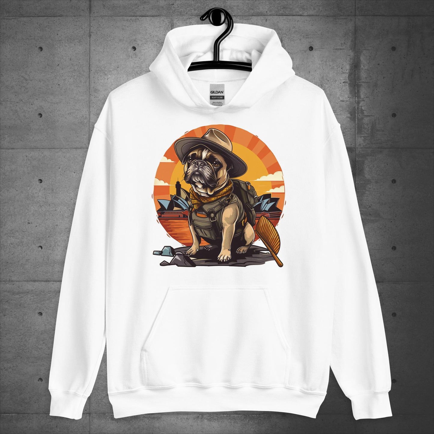 Explorer Frenchie Down Under - Unisex Hoodie - Frenchie Emporium