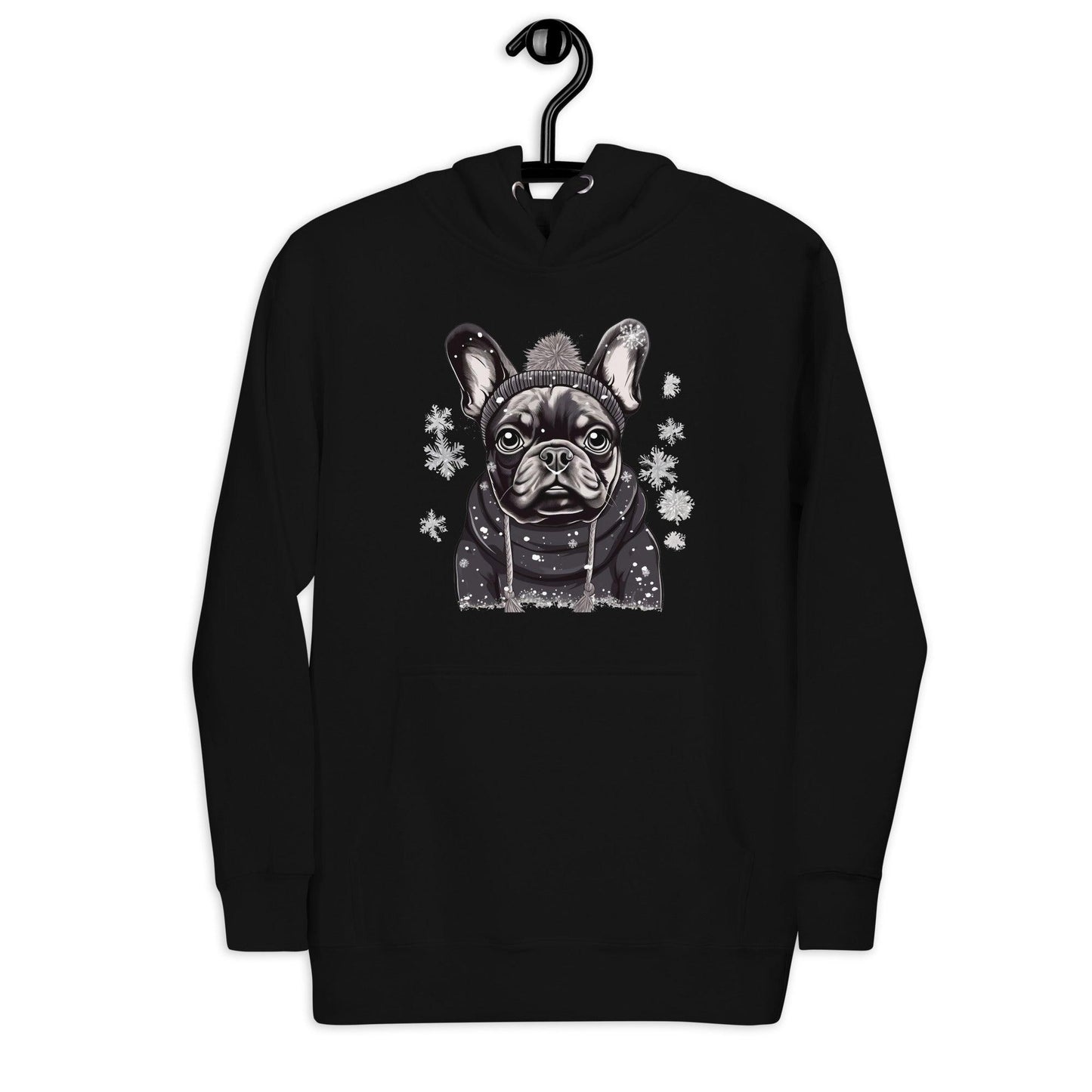 "Snowflake Serenity Frenchie" - Unisex Hoodie - Frenchie Emporium
