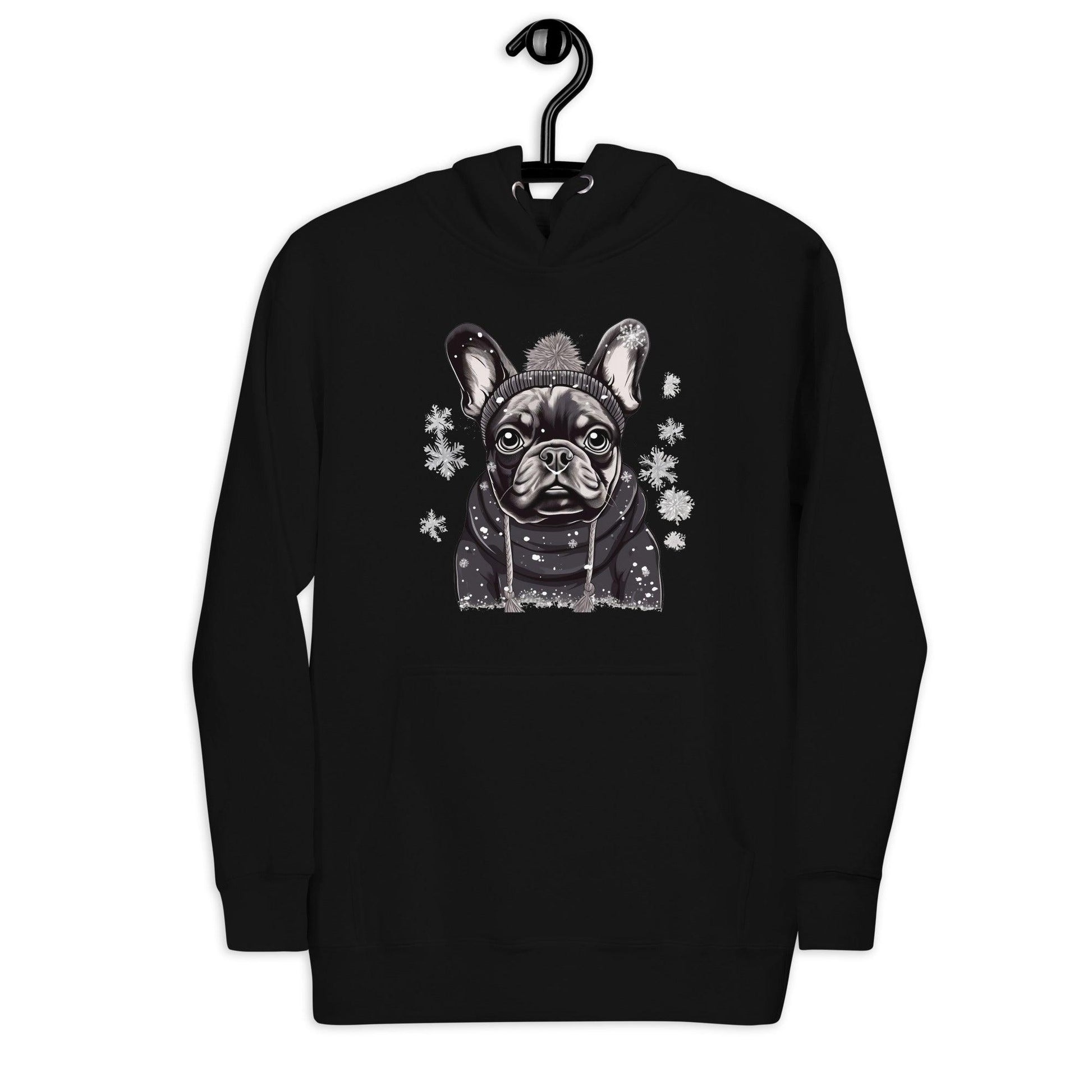 "Snowflake Serenity Frenchie" - Unisex Hoodie - Frenchie Emporium