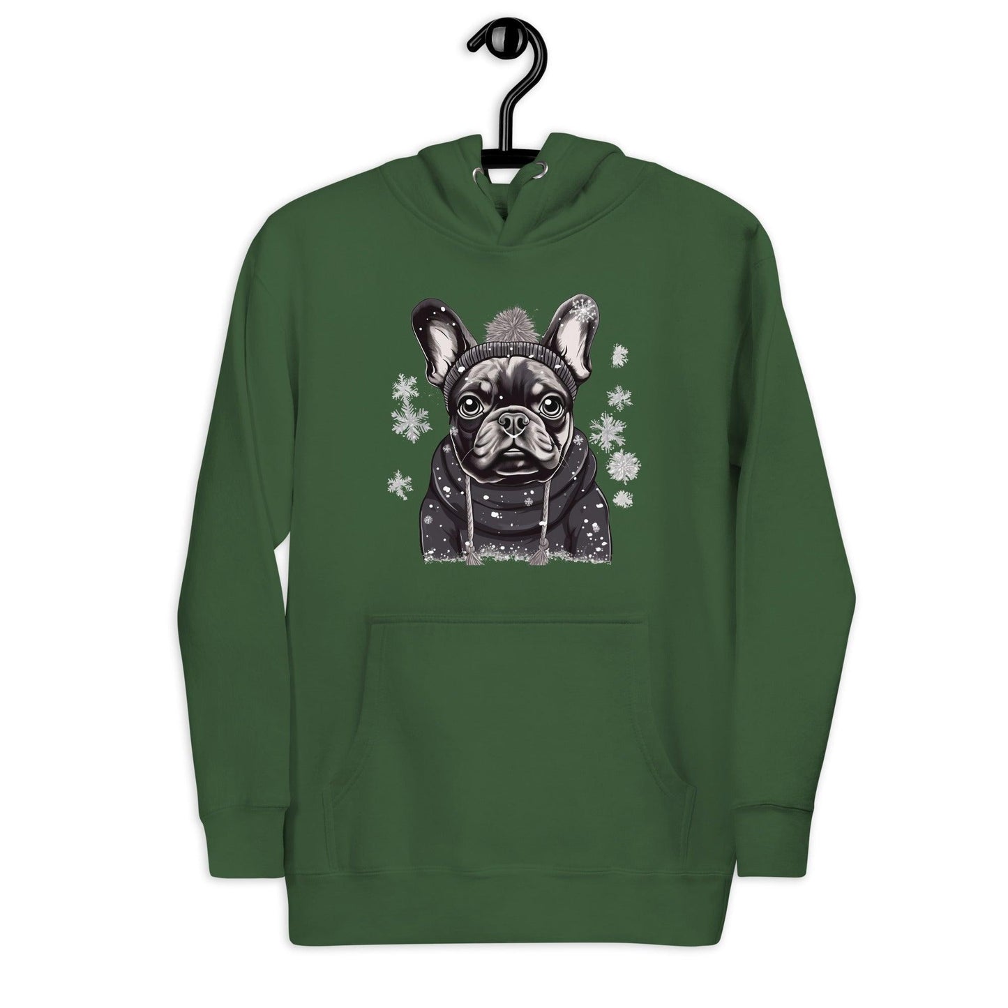 "Snowflake Serenity Frenchie" - Unisex Hoodie - Frenchie Emporium
