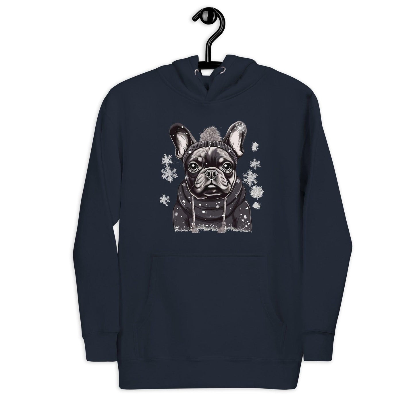"Snowflake Serenity Frenchie" - Unisex Hoodie - Frenchie Emporium