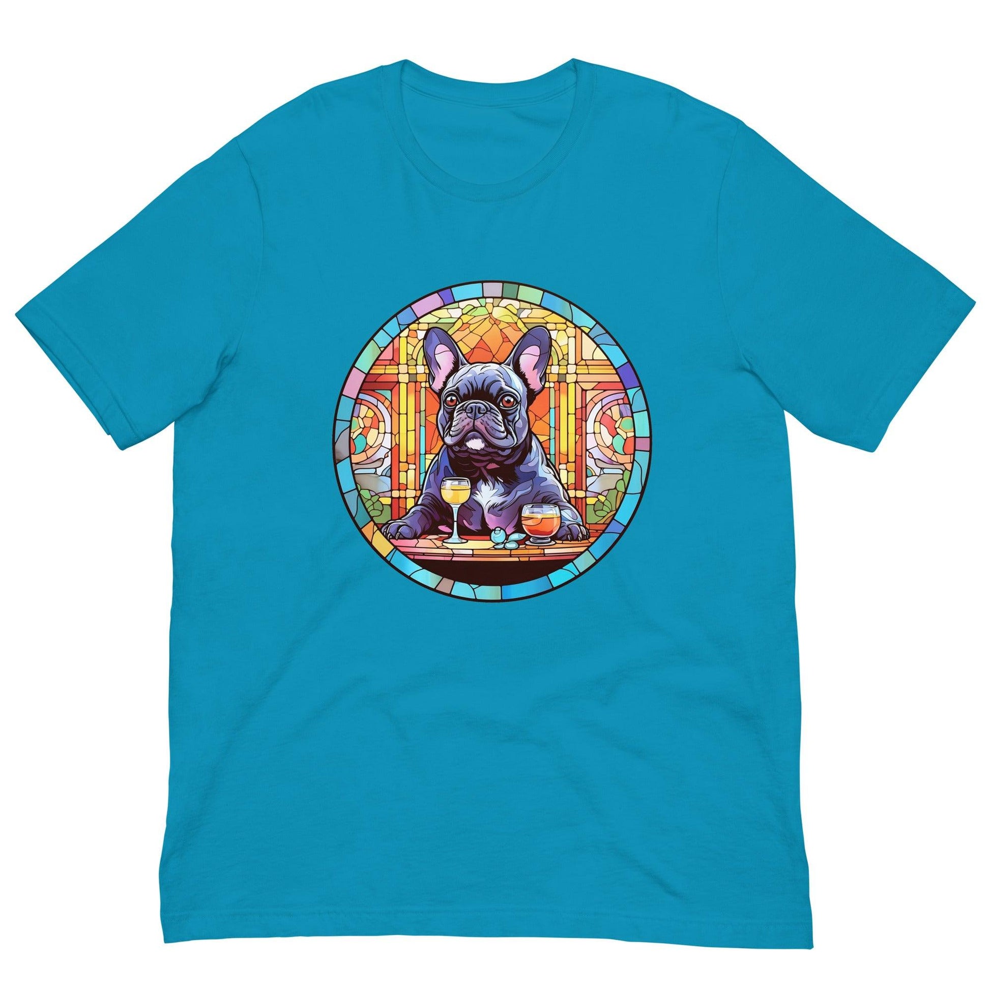 French Bulldog in Parisian café mosaic - Unisex T-shirt - Frenchie Emporium