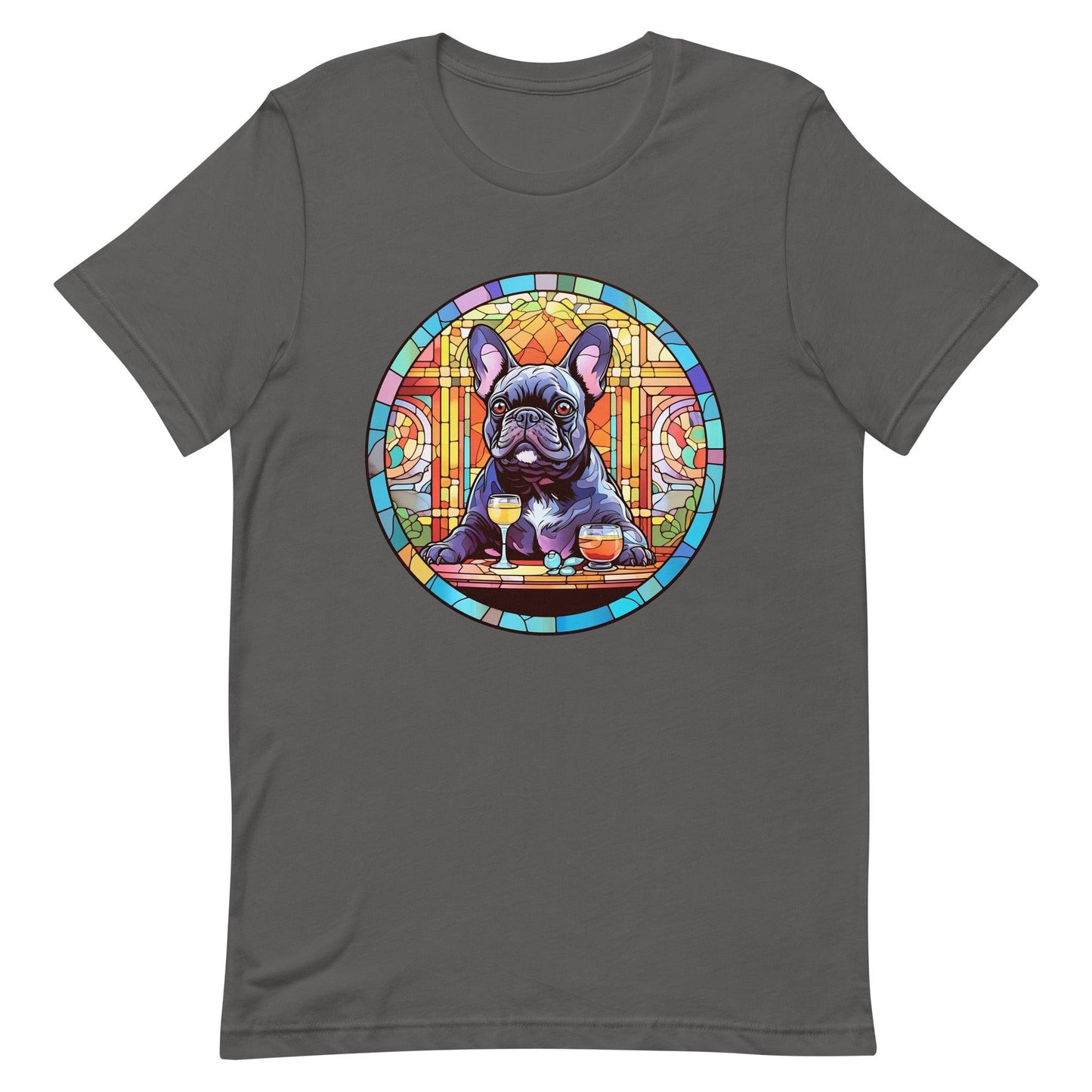 French Bulldog in Parisian café mosaic - Unisex T-shirt - Frenchie Emporium