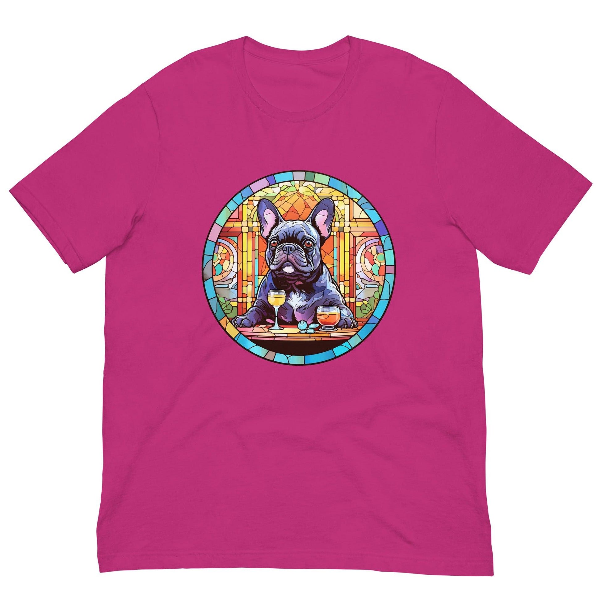 French Bulldog in Parisian café mosaic - Unisex T-shirt - Frenchie Emporium