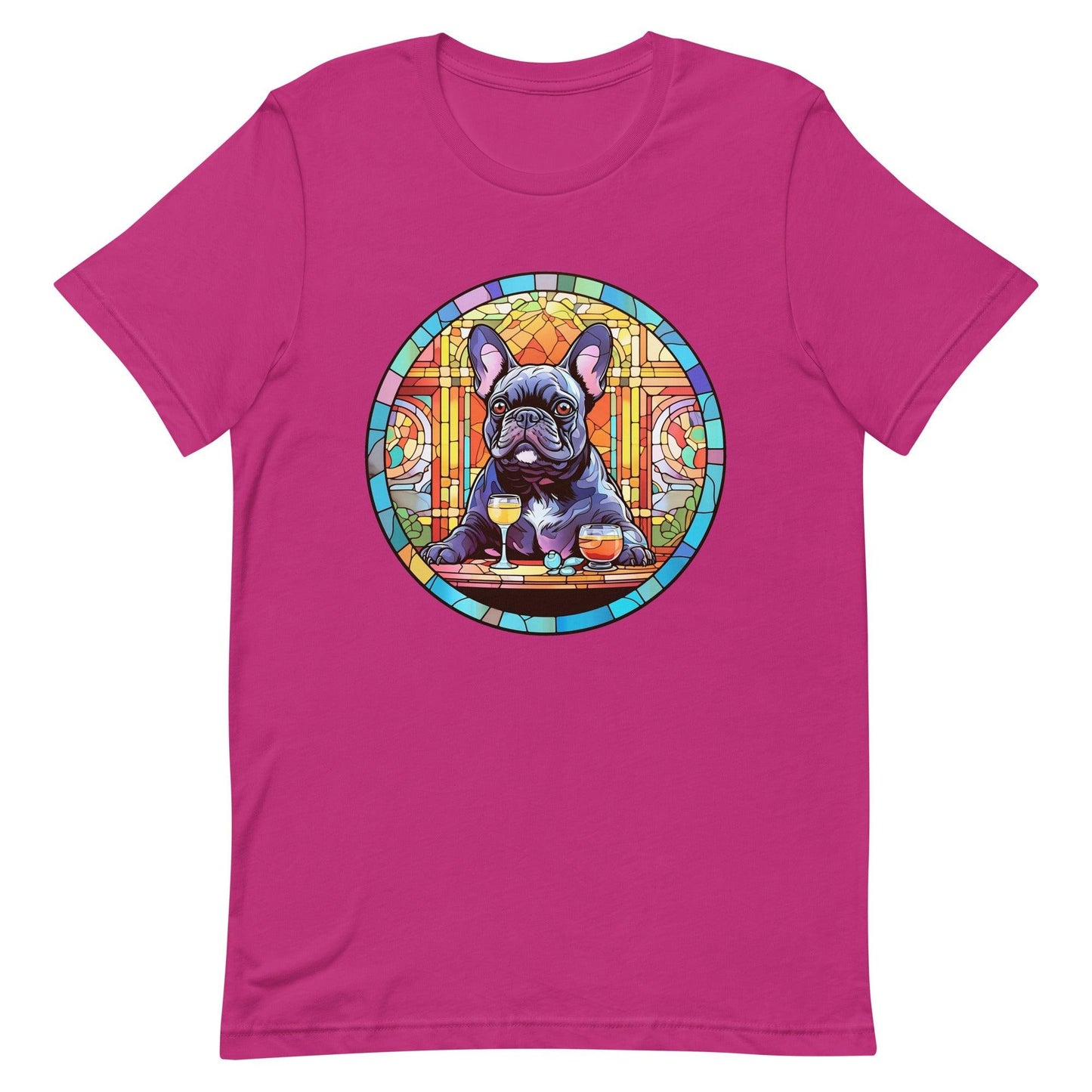 French Bulldog in Parisian café mosaic - Unisex T-shirt - Frenchie Emporium