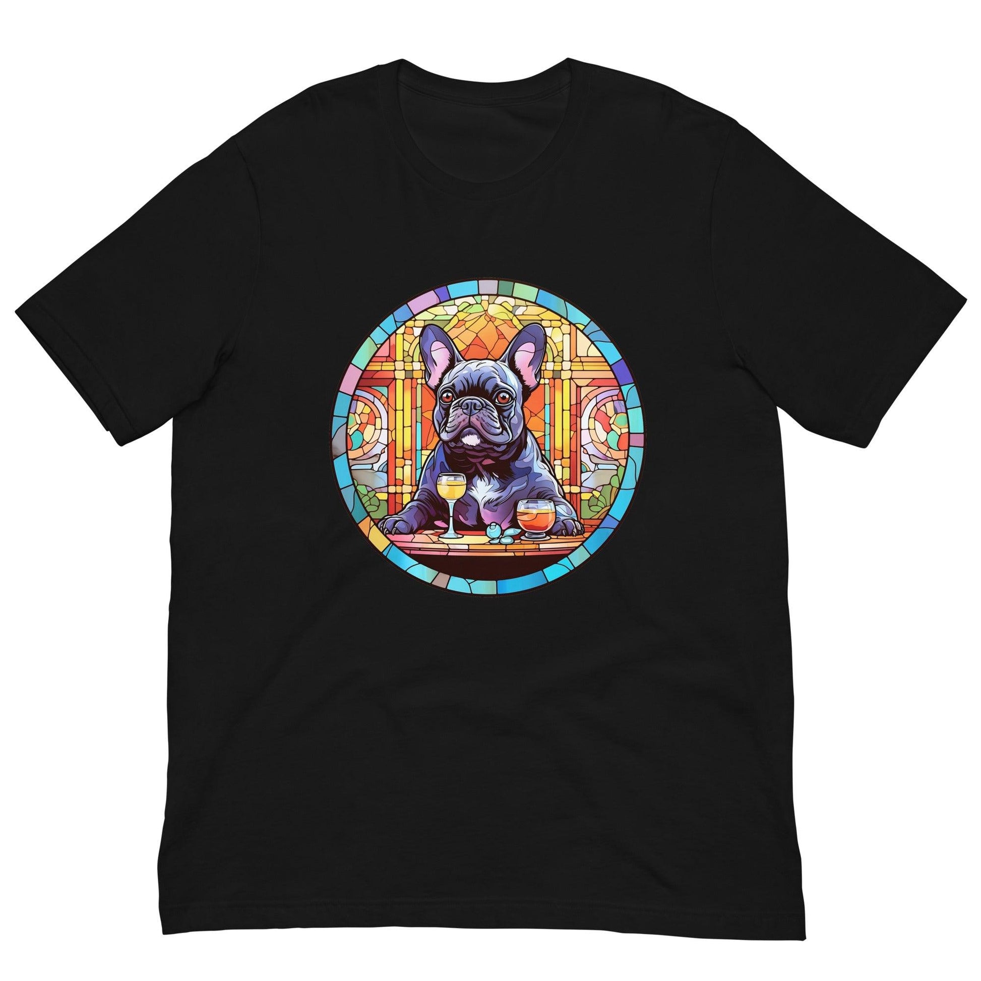 French Bulldog in Parisian café mosaic - Unisex T-shirt - Frenchie Emporium