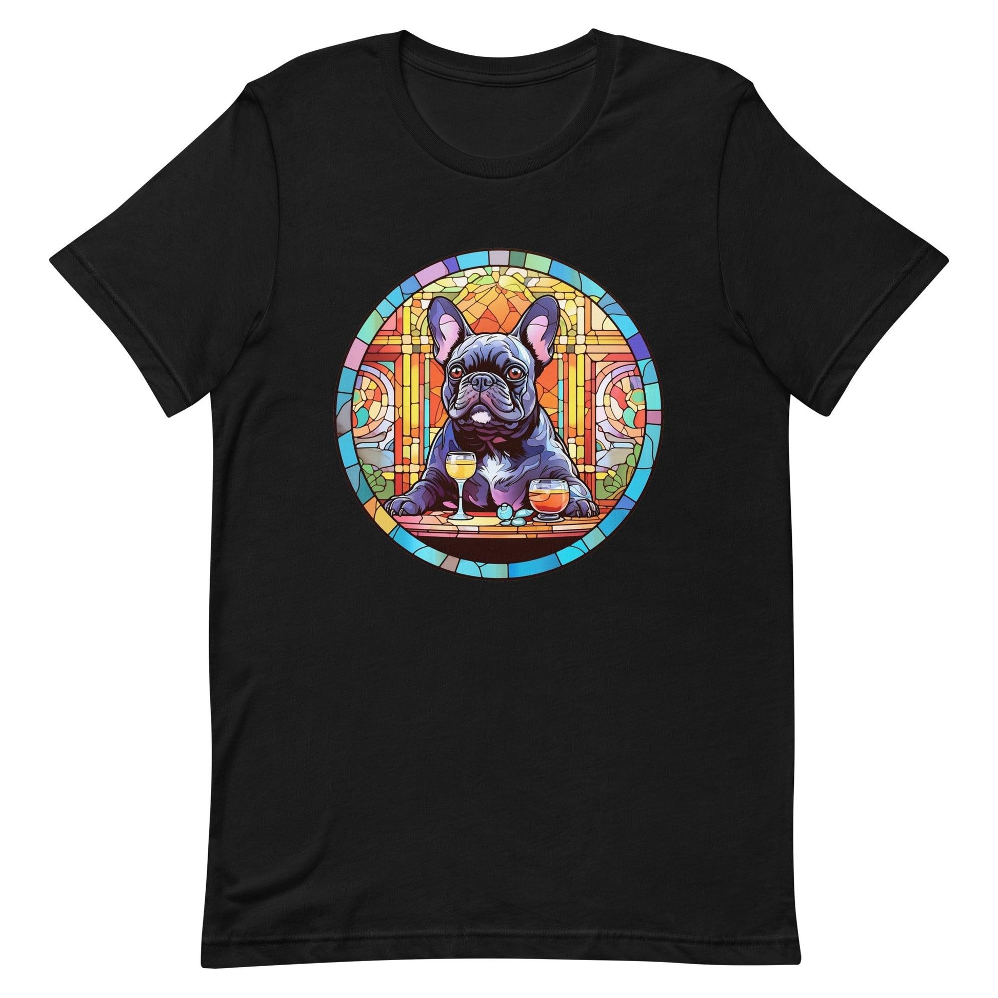 French Bulldog in Parisian café mosaic - Unisex T-shirt - Frenchie Emporium