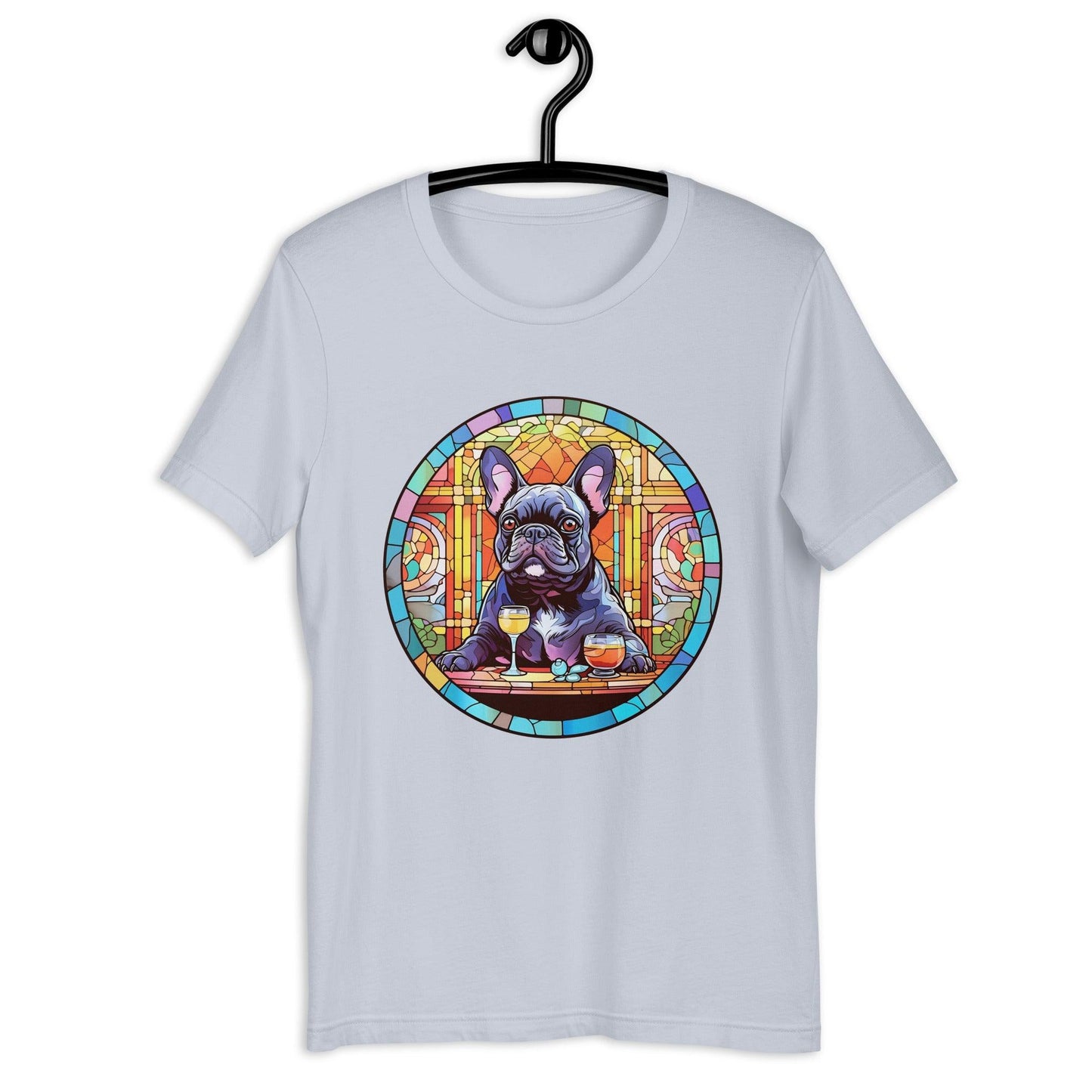 French Bulldog in Parisian café mosaic - Unisex T-shirt - Frenchie Emporium