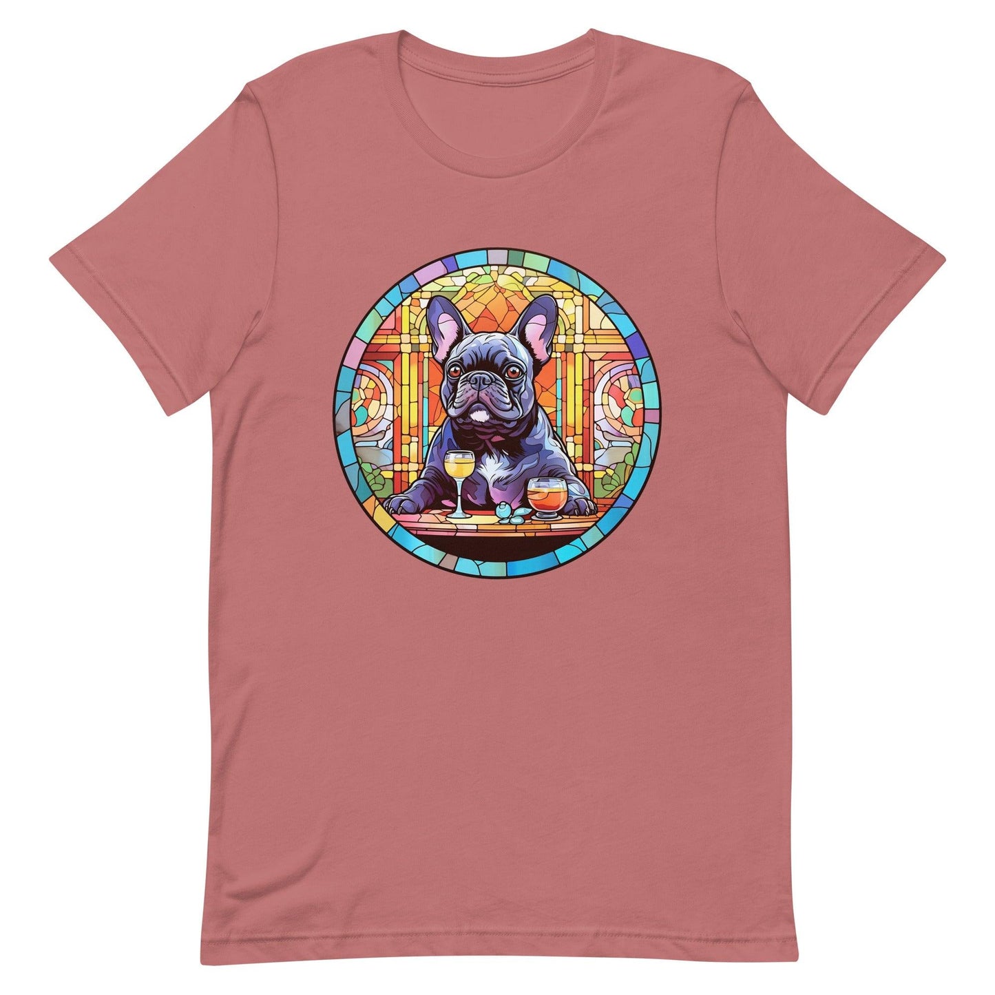 French Bulldog in Parisian café mosaic - Unisex T-shirt - Frenchie Emporium
