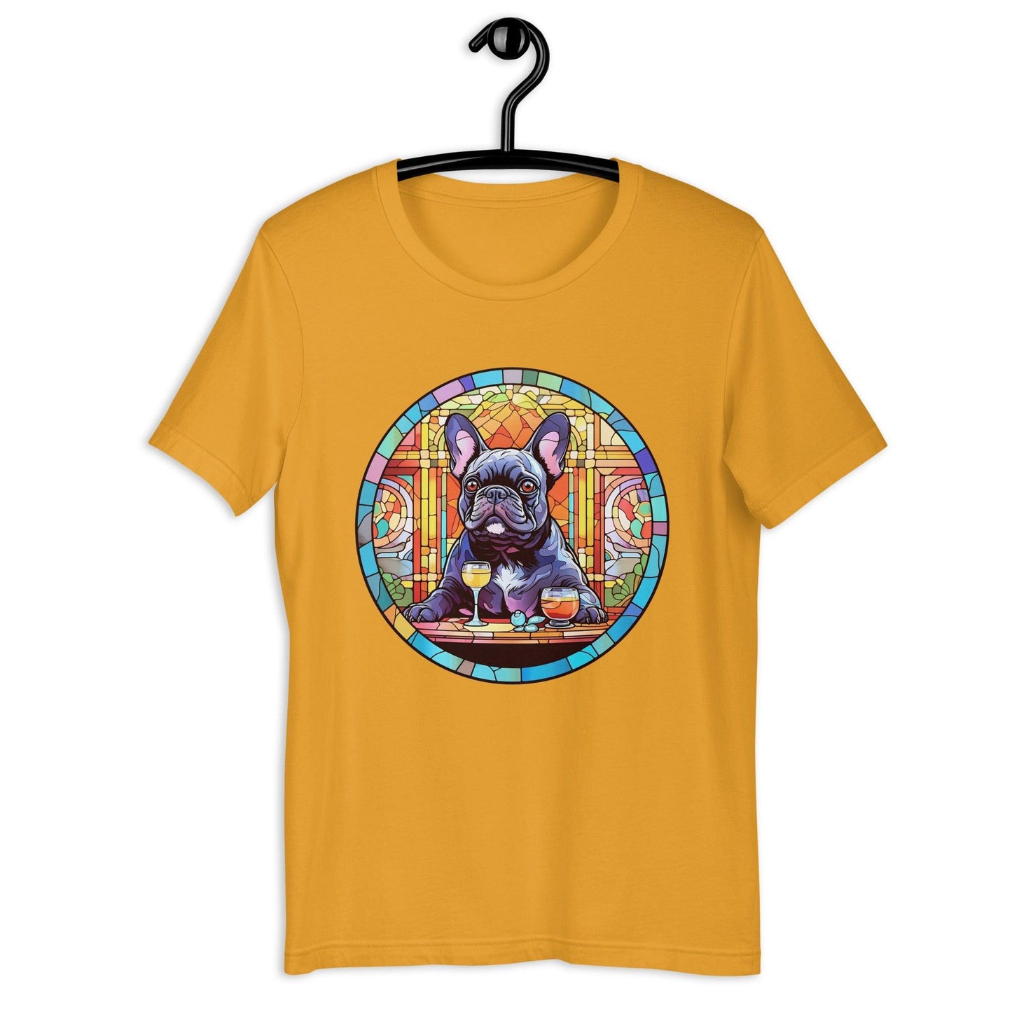 French Bulldog in Parisian café mosaic - Unisex T-shirt - Frenchie Emporium