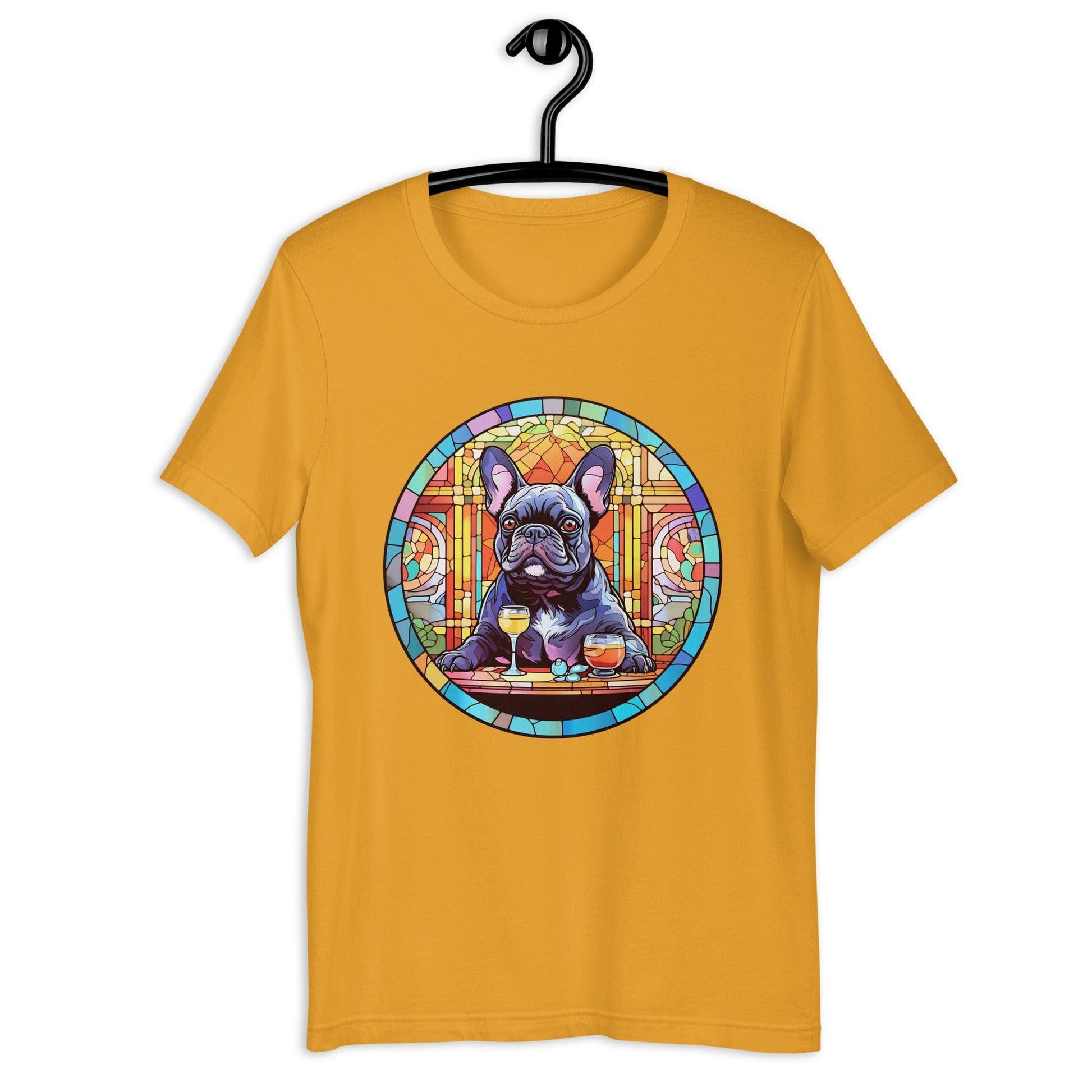 French Bulldog in Parisian café mosaic - Unisex T-shirt - Frenchie Emporium