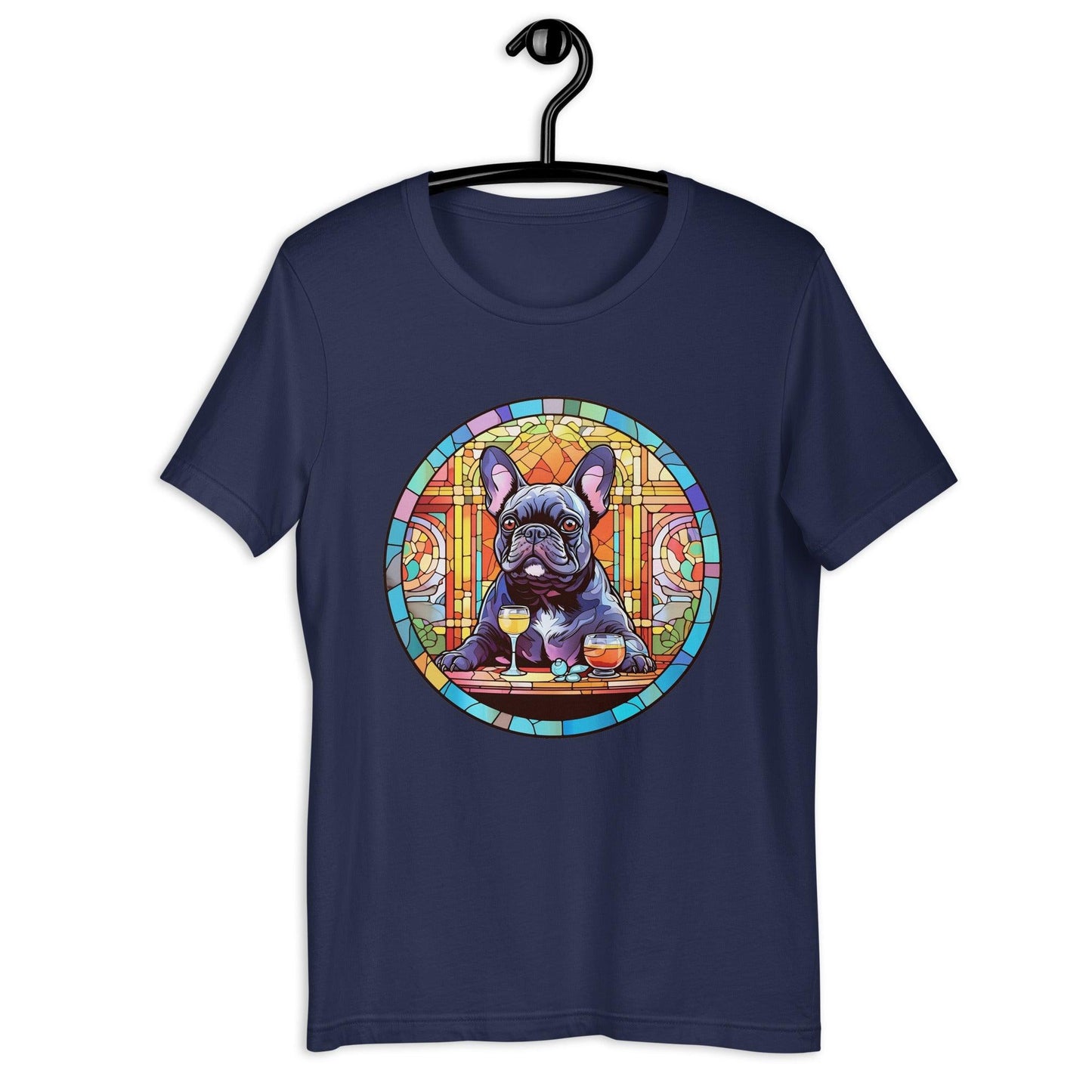 French Bulldog in Parisian café mosaic - Unisex T-shirt - Frenchie Emporium