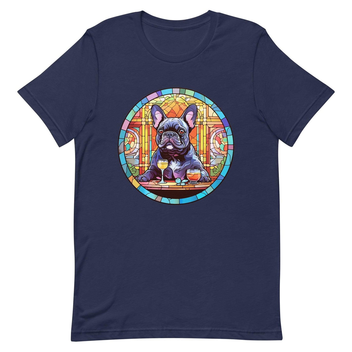 French Bulldog in Parisian café mosaic - Unisex T-shirt - Frenchie Emporium