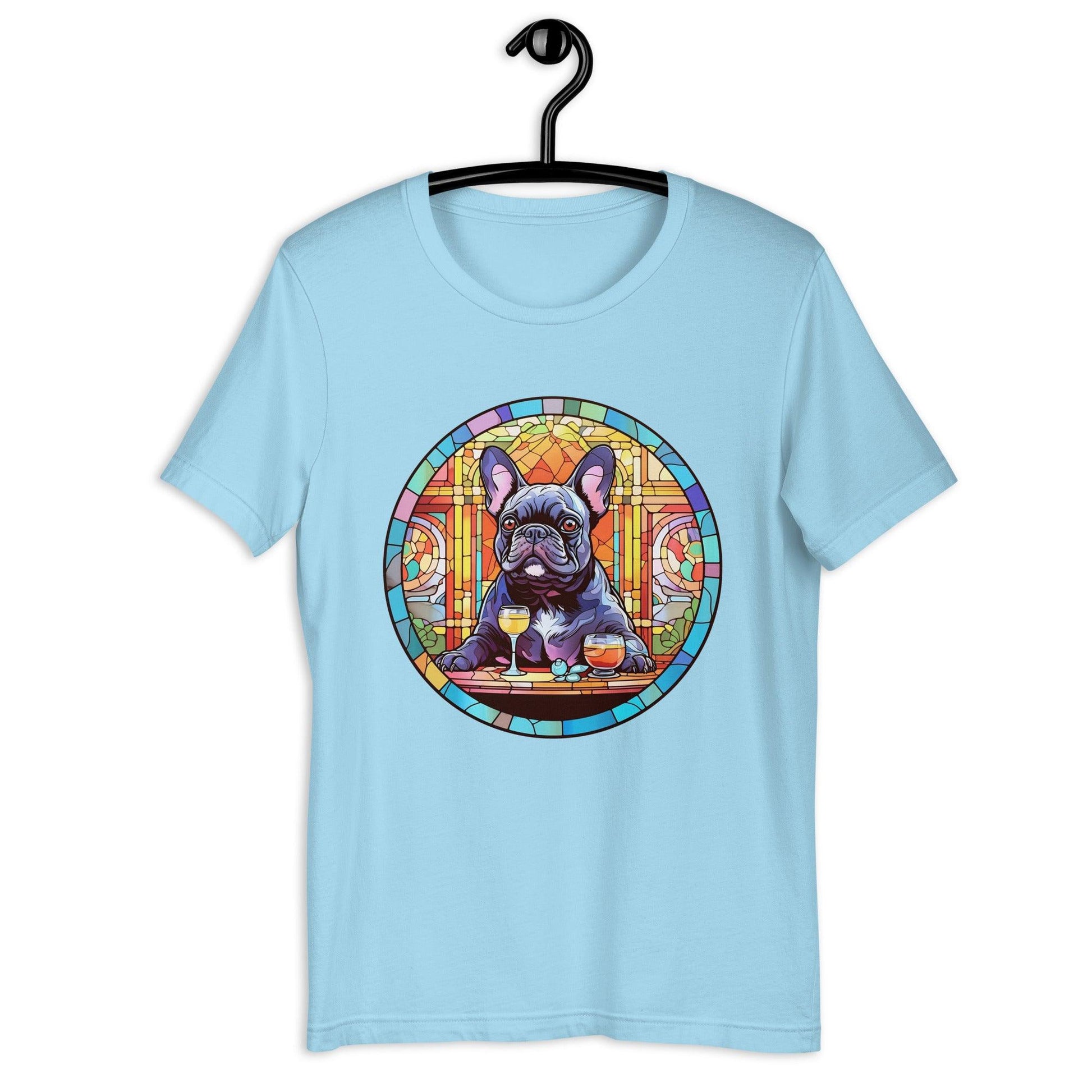 French Bulldog in Parisian café mosaic - Unisex T-shirt - Frenchie Emporium