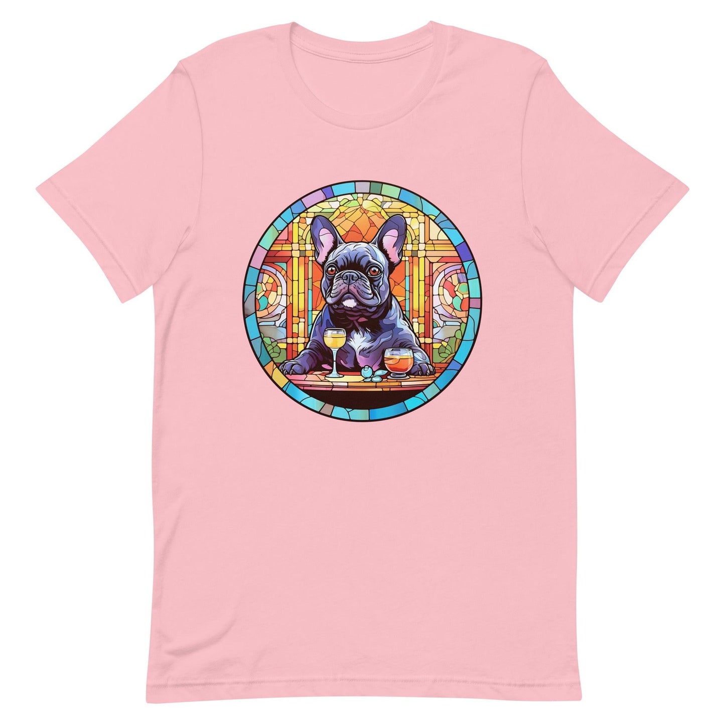 French Bulldog in Parisian café mosaic - Unisex T-shirt - Frenchie Emporium