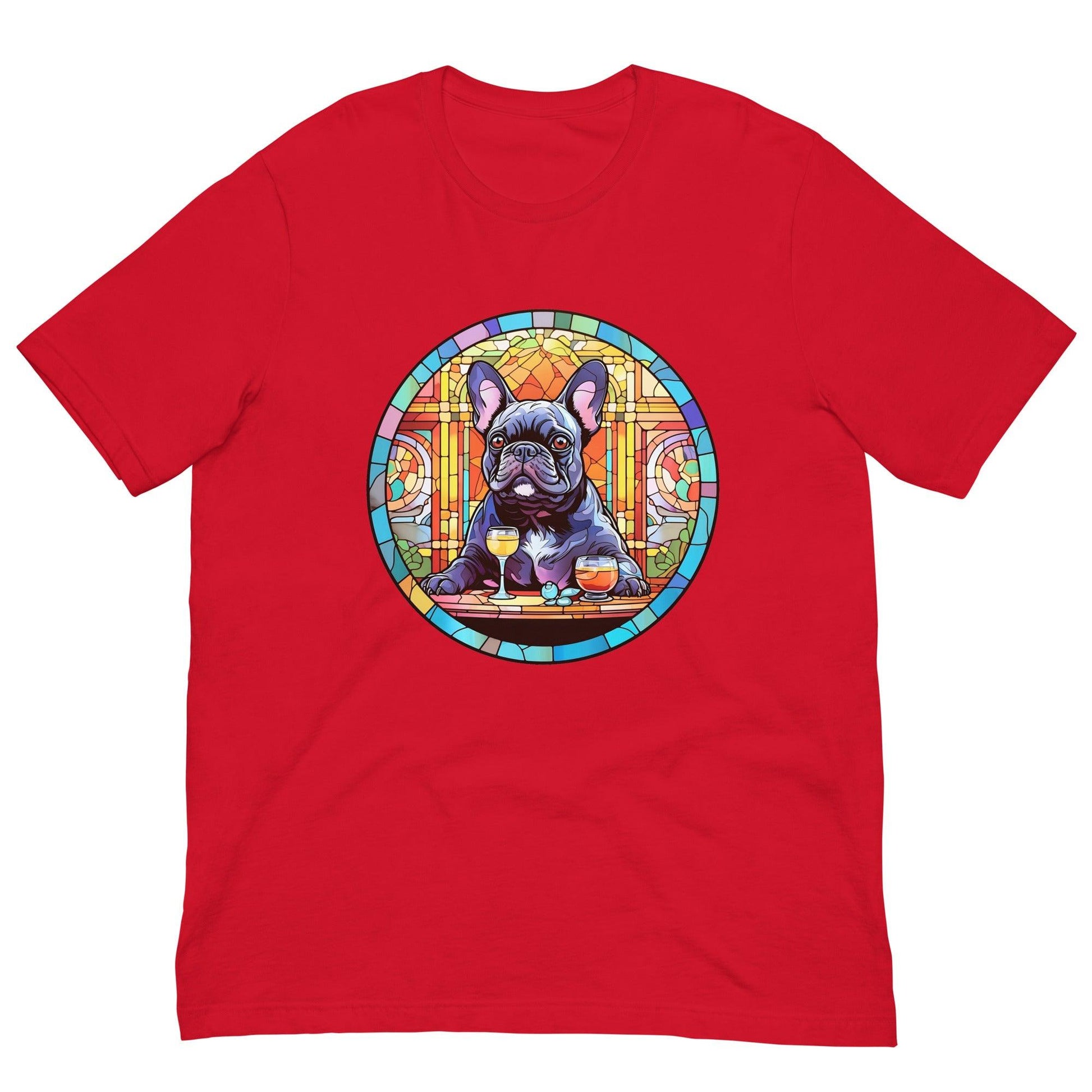 French Bulldog in Parisian café mosaic - Unisex T-shirt - Frenchie Emporium