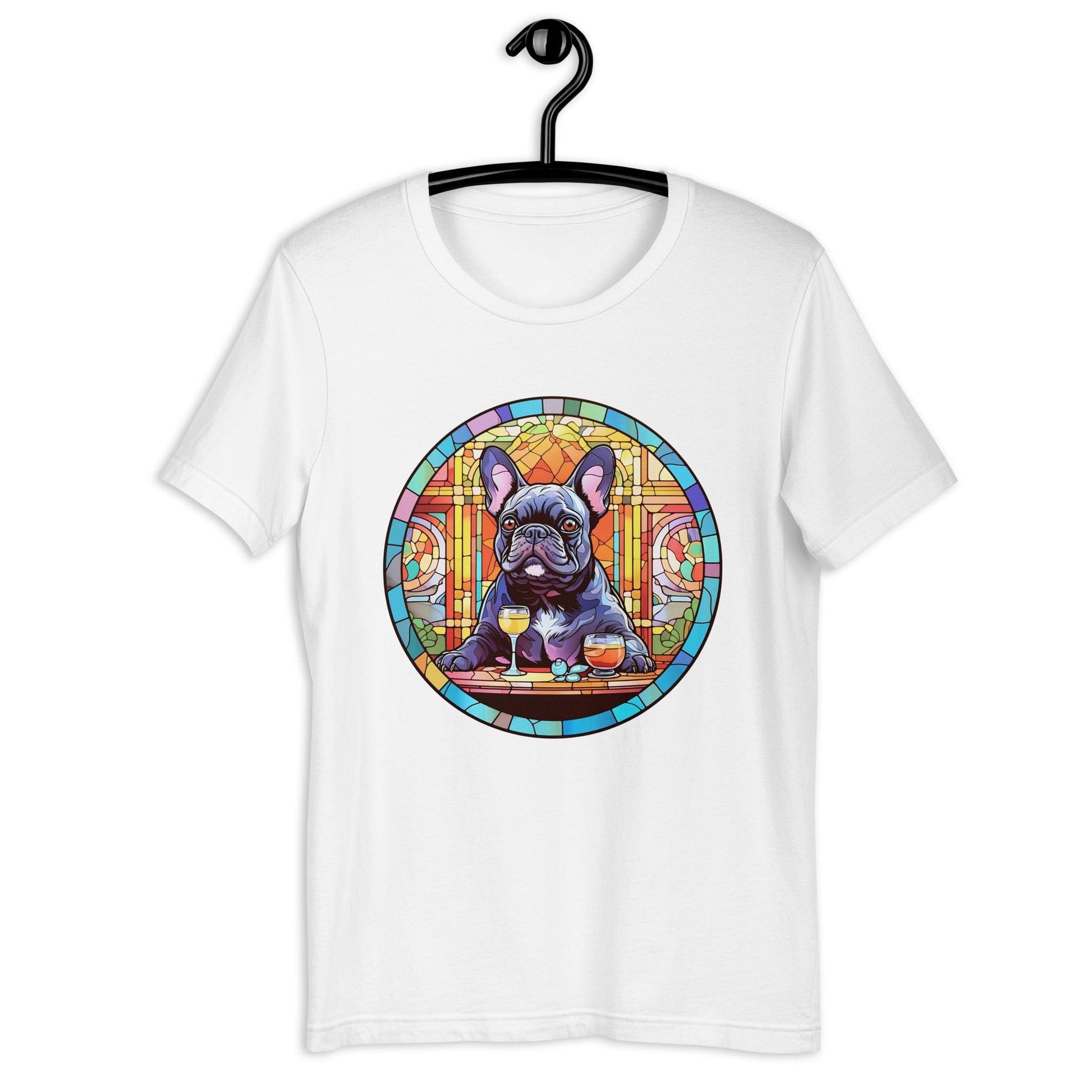 French Bulldog in Parisian café mosaic - Unisex T-shirt - Frenchie Emporium