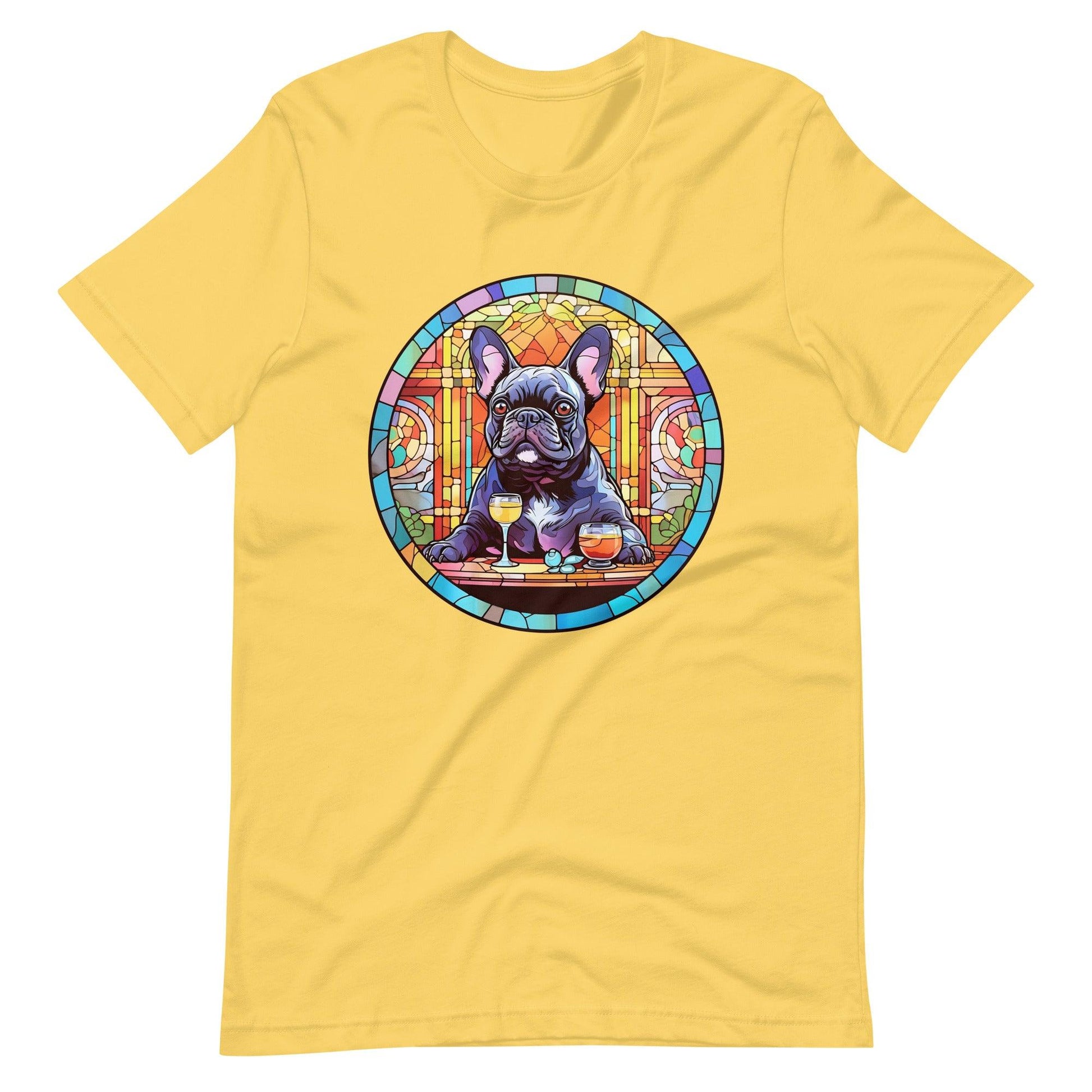 French Bulldog in Parisian café mosaic - Unisex T-shirt - Frenchie Emporium