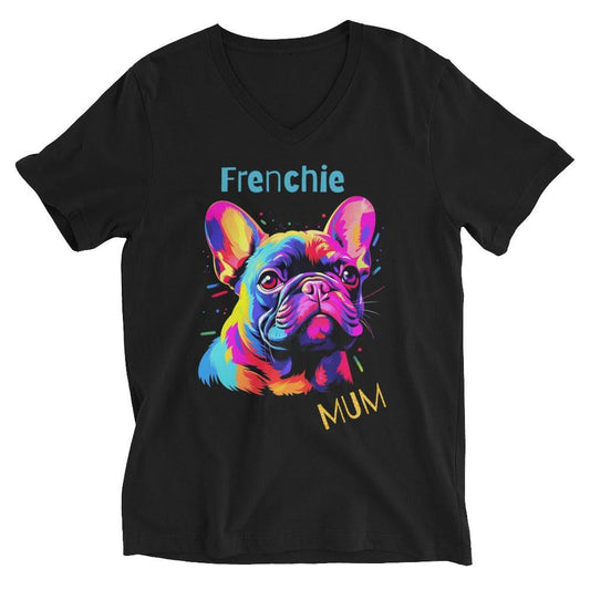 Frenchie Mum - Unisex Short Sleeve V-Neck T-Shirt - Frenchie Emporium