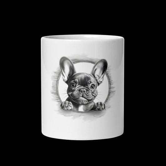 Sketch-Style Frenchie Logo white glossy Mug - Frenchie Emporium