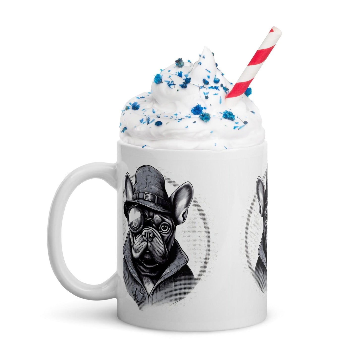 Frenchie Monocle white glossy Mug - Frenchie Emporium