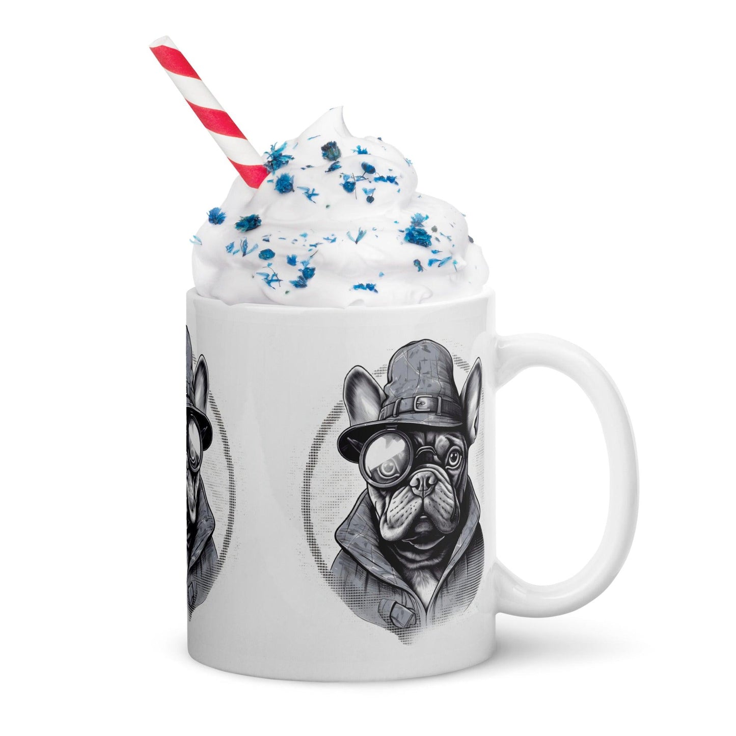 Frenchie Monocle white glossy Mug - Frenchie Emporium