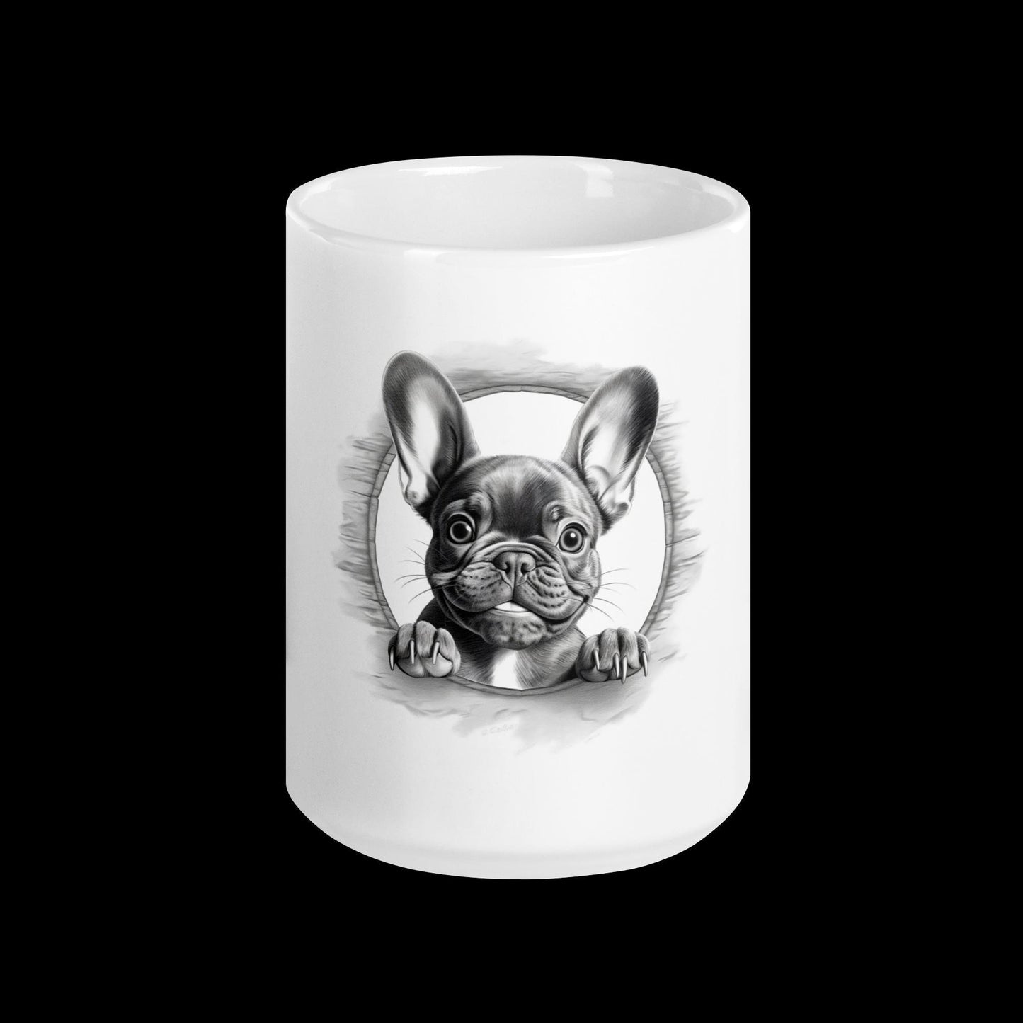 Sketch-Style Frenchie Logo white glossy Mug - Frenchie Emporium
