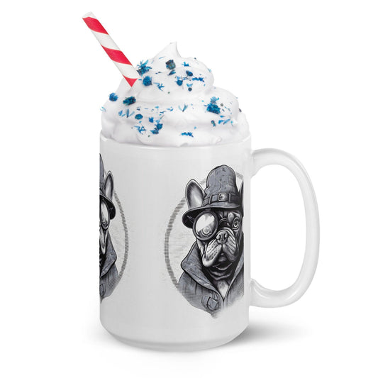Frenchie Monocle white glossy Mug - Frenchie Emporium