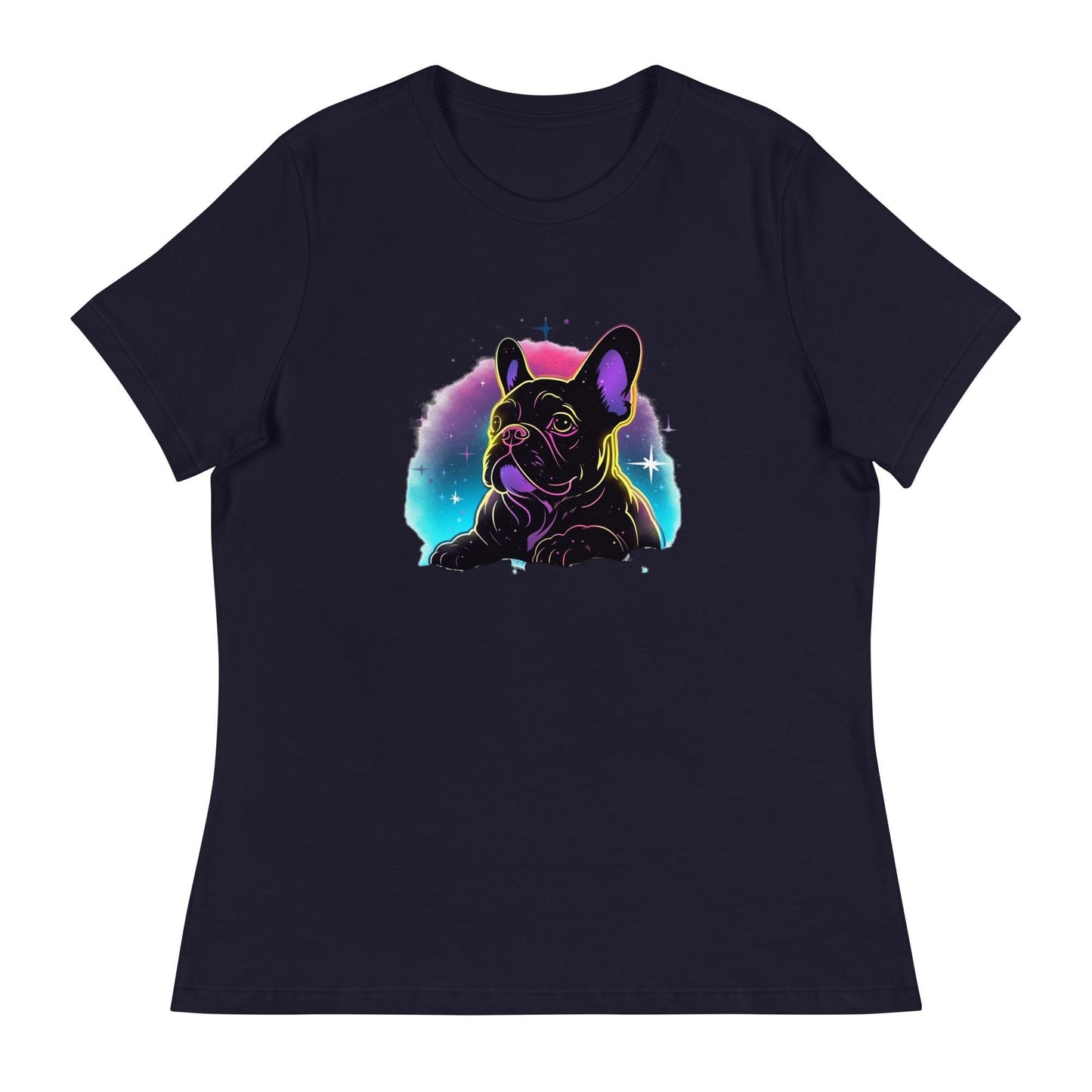 Stellar Frenchie - Neon Stars Silhouette T-Shirt - Frenchie Emporium